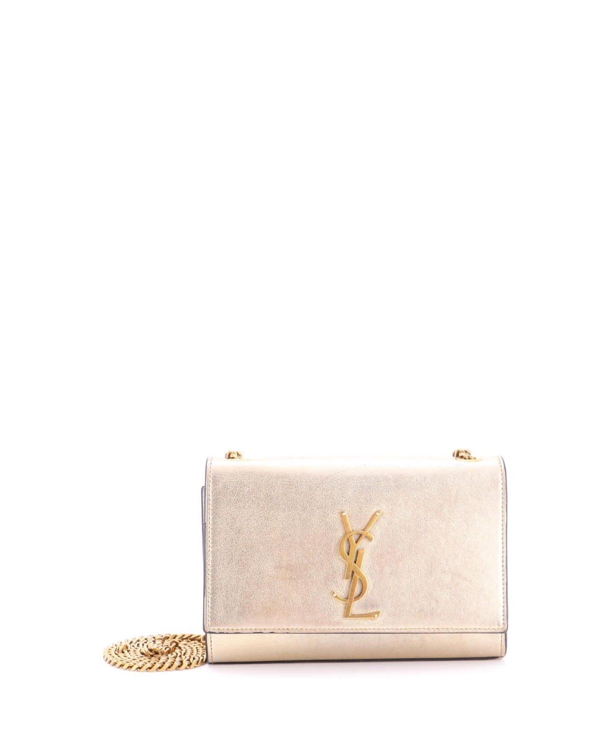 Pre-Owned Saint Laurent Small Classic Monogram Crossbody Bag Metallic Leather – Silver Pre-Owned Saint Laurent Small Classic Monogram Crossbody Bag Metallic Leather – Silver