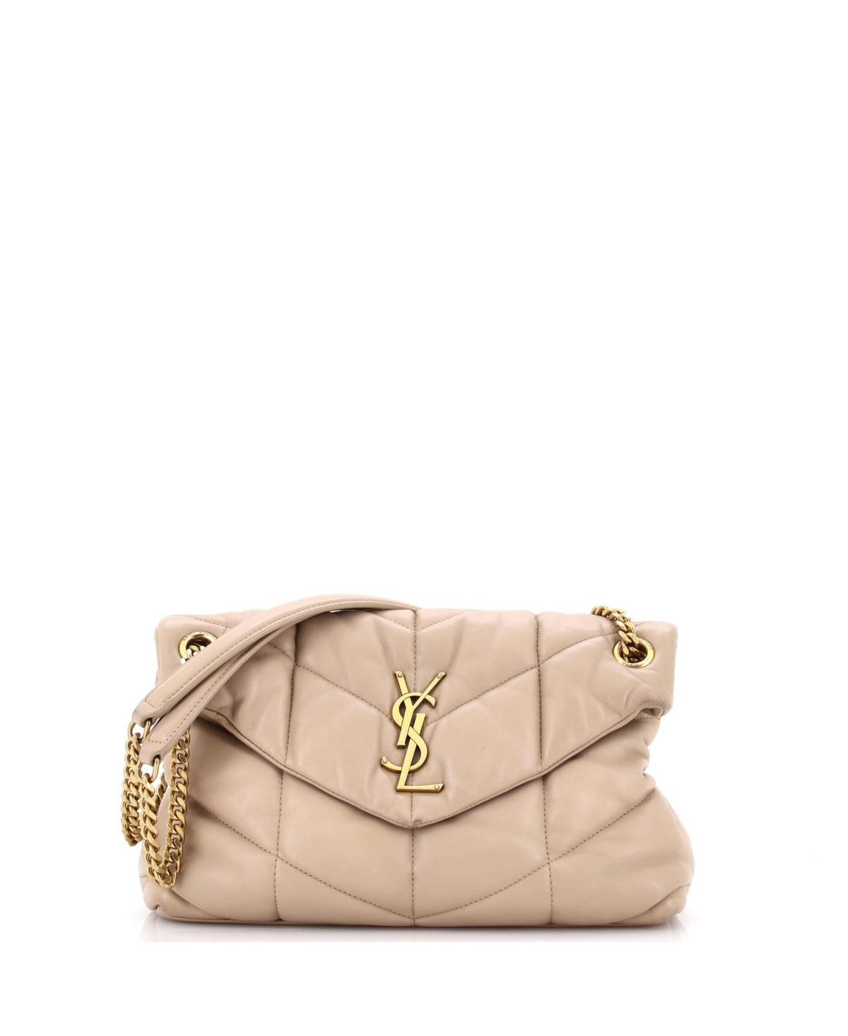 Pre-Owned Saint Laurent Small Loulou Puffer Shoulder Bag Quilted Leather – Natural