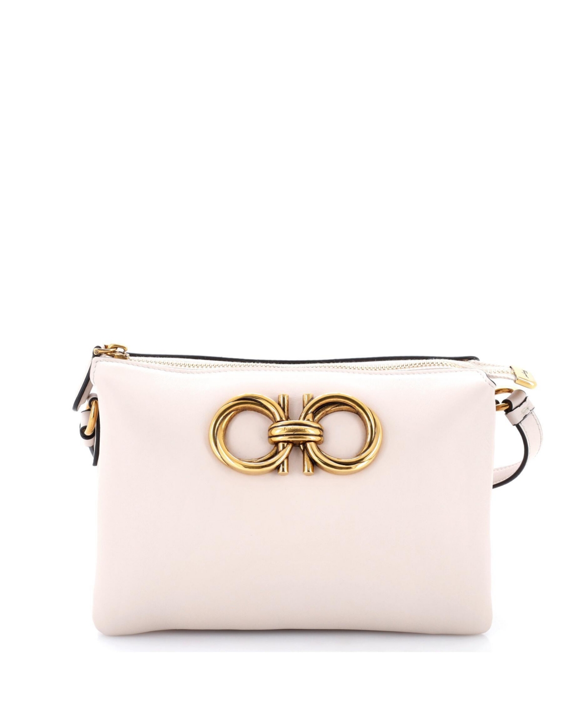 Pre-Owned Salvatore Ferragamo Mini Trapezio Zip Crossbody Leather – Natural Pre-Owned Salvatore Ferragamo Mini Trapezio Zip Crossbody Leather – Natural