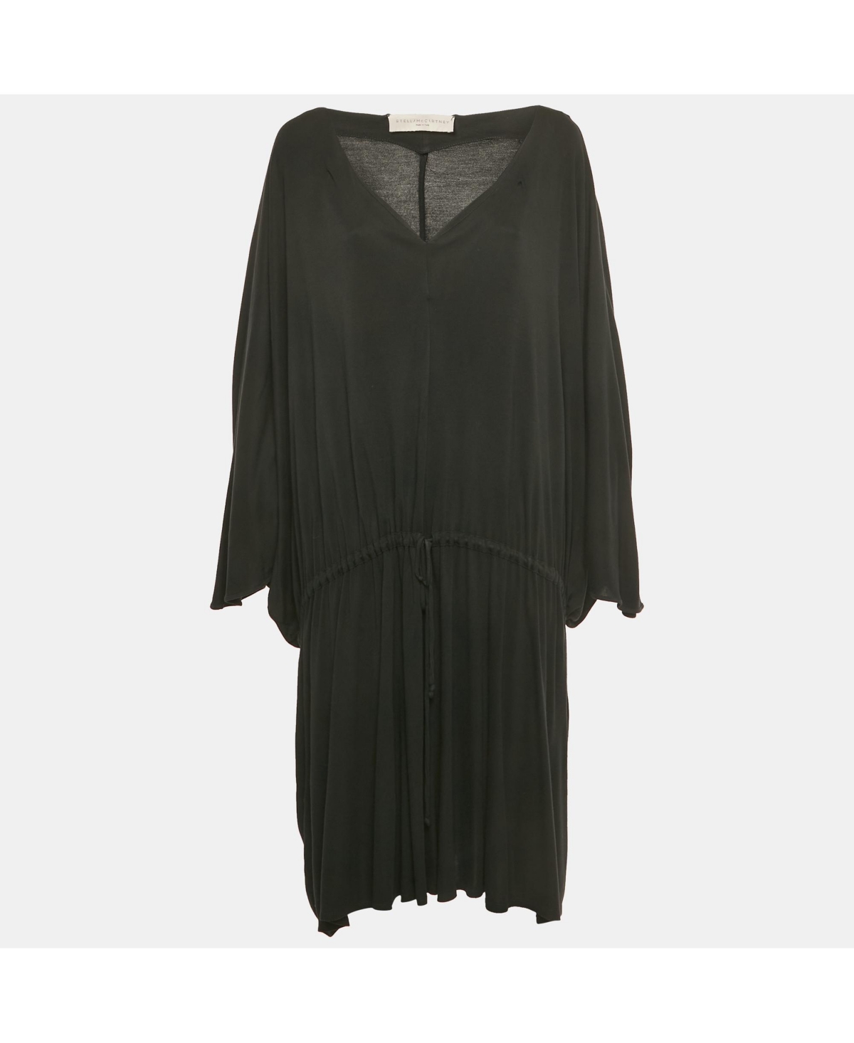 Pre-Owned Stella Mccartney Women’s Black Jersey Plunge Neck Drawstring Midi Dress