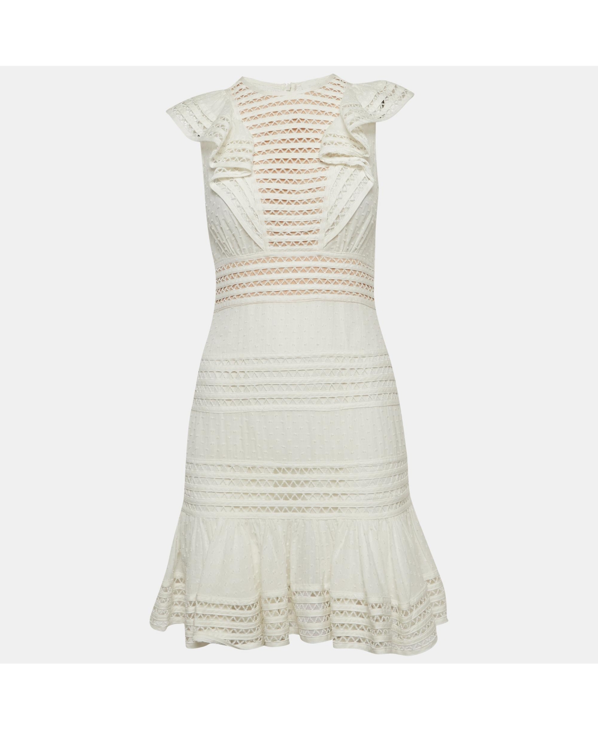 Pre-Owned Zimmermann Women’s Cotton and Lace Ruffled Mini Dress Pre-Owned Zimmermann Women’s Cotton and Lace Ruffled Mini Dress