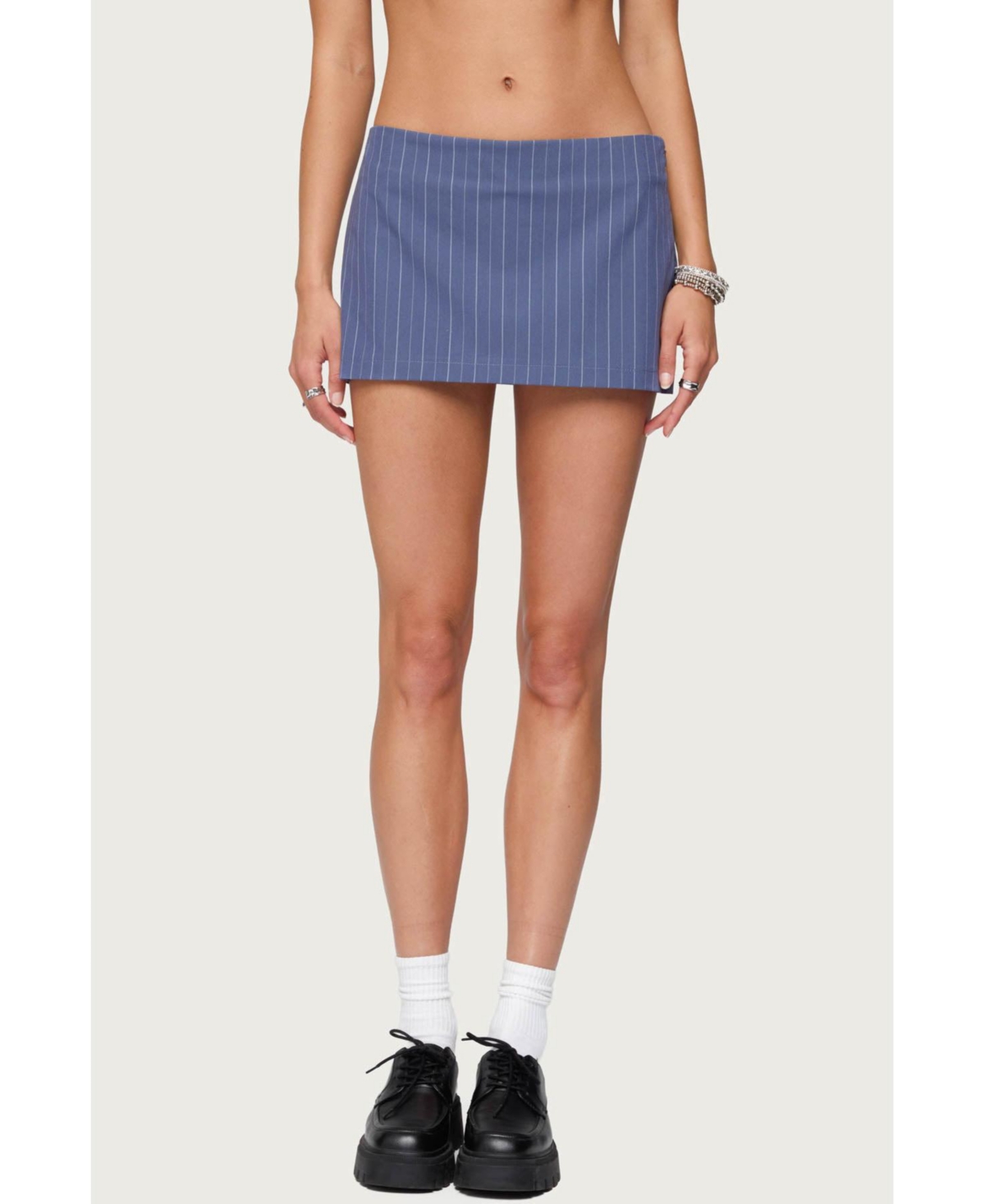 Edikted Women’s Frankey Pinstripe Mini Skort – Blue Edikted Women’s Frankey Pinstripe Mini Skort – Blue