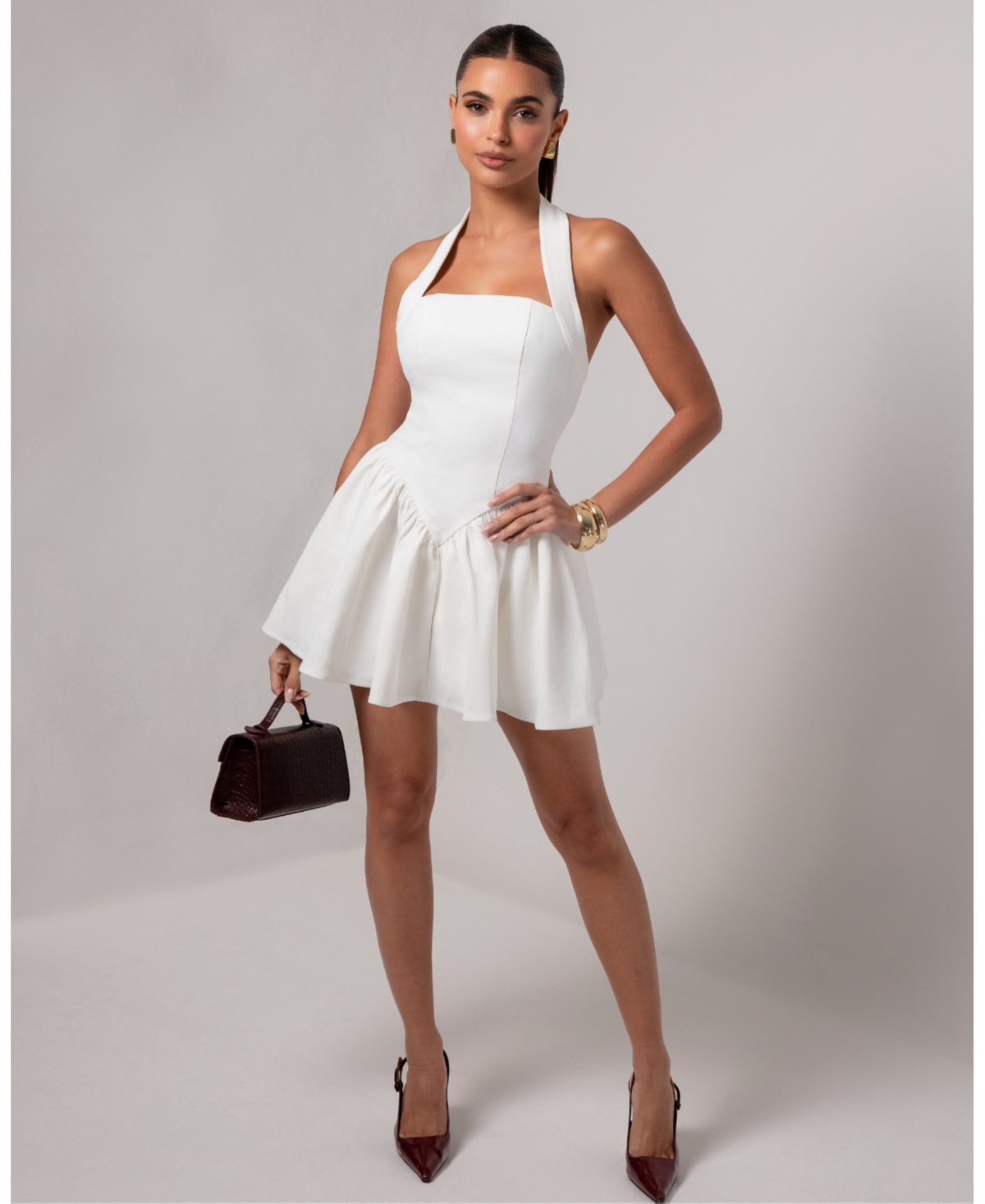 Heiress Beverly Hills Women’s Halter Contour A-Line Mini Dress – White Heiress Beverly Hills Women’s Halter Contour A-Line Mini Dress – White