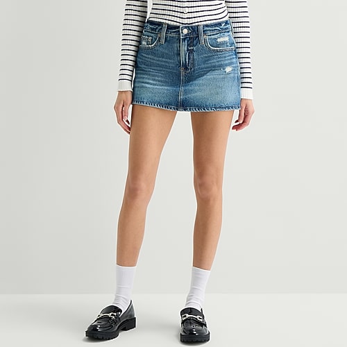 Arizona Womens Juniors Mid Rise Mini Denim Skirt, 14, Blue Arizona Womens Juniors Mid Rise Mini Denim Skirt, 14, Blue