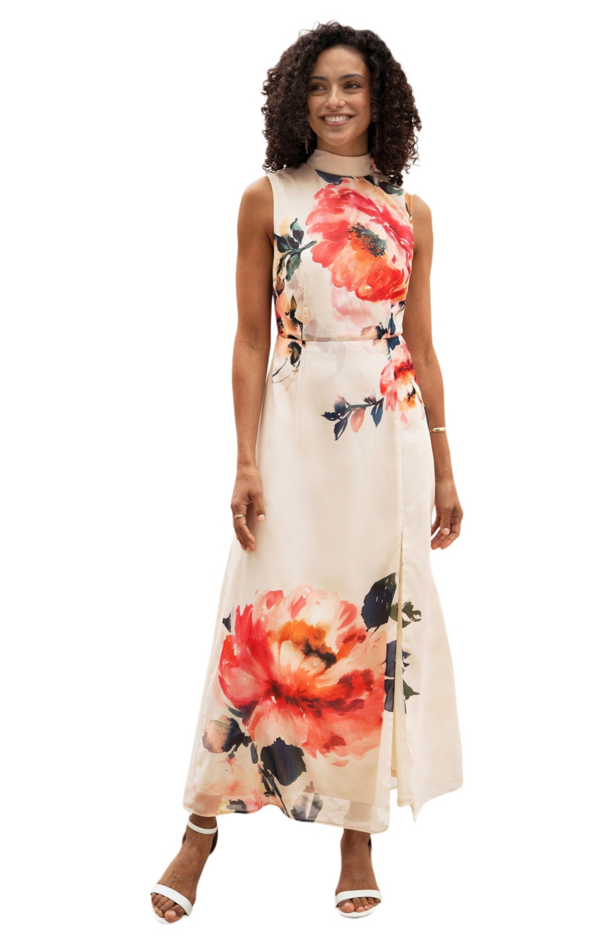 Yumi Women’s Flower High Neck Maxi Dress – Ivory Yumi Women’s Flower High Neck Maxi Dress – Ivory