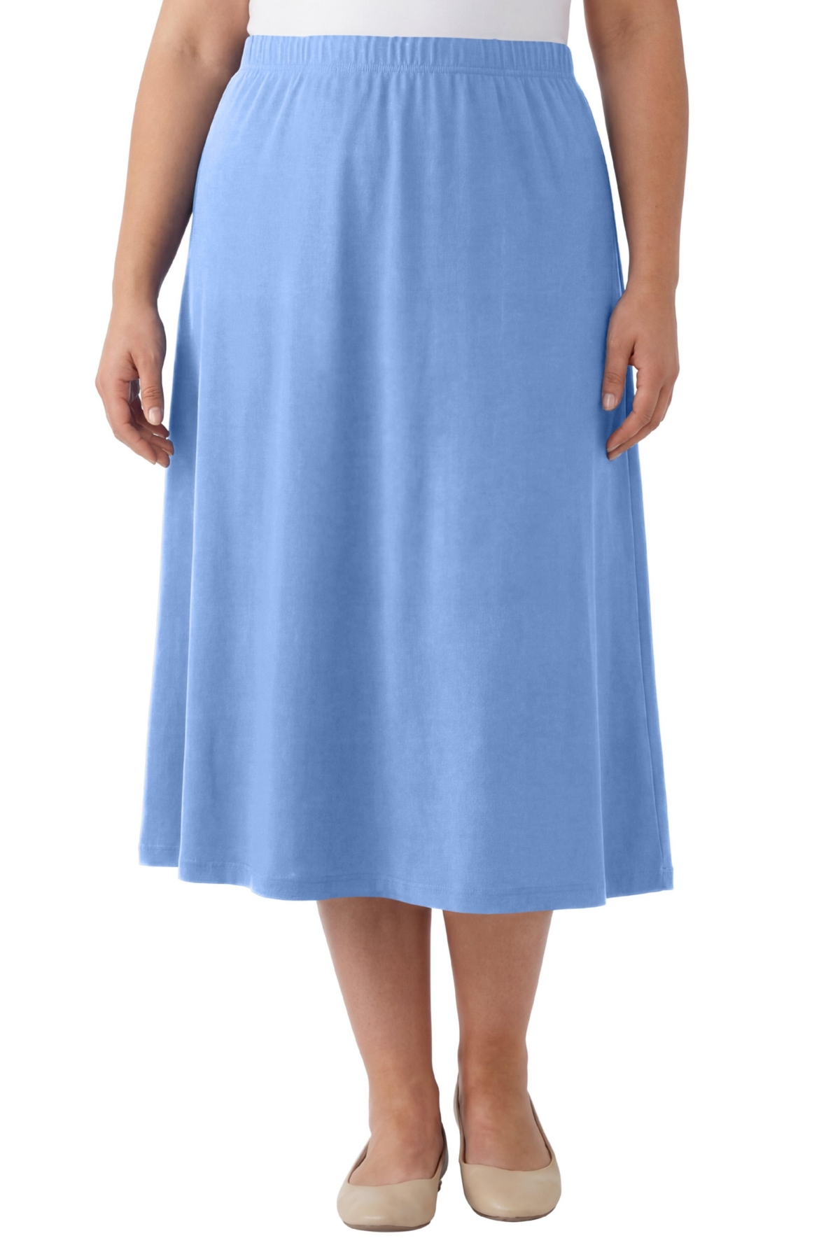 Woman Within Women’s Within 7-Day Knit A-Line Skirt – French blue