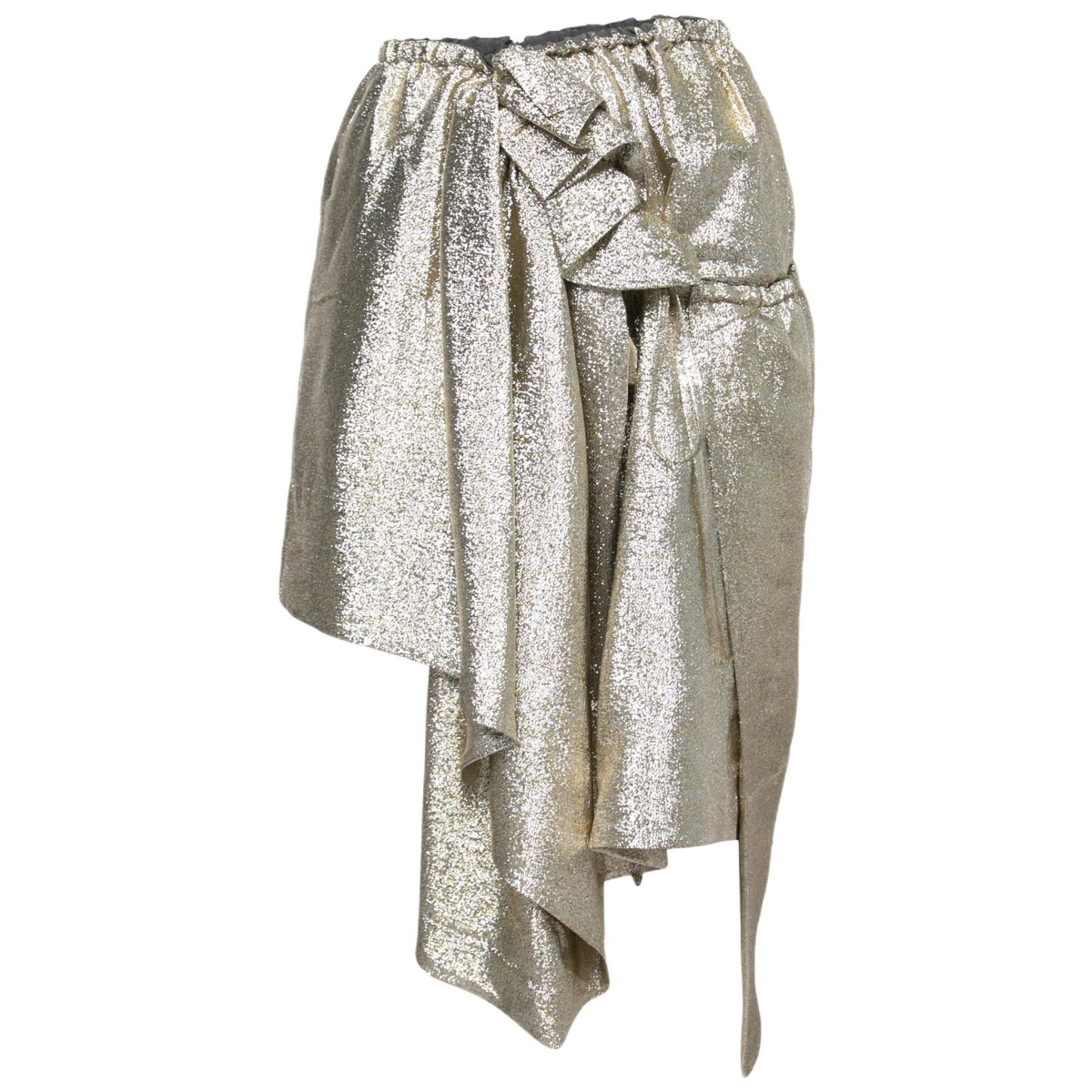 Pre-Owned Stella Mccartney Women’s Gold Lurex Gathered Brynn Asymmetrical Skirt
