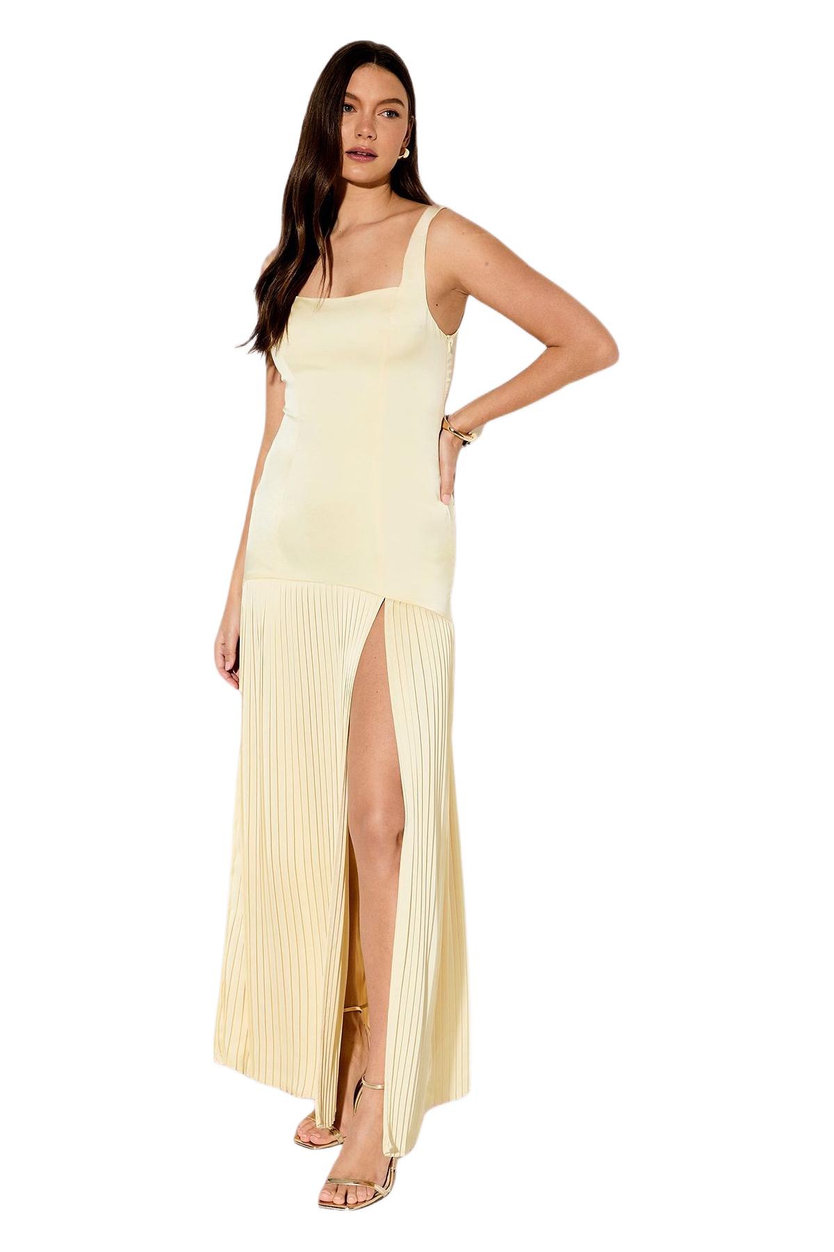 MissPap Women’s Premium Pleated Skirt Bridesmaid Dress – Lemon MissPap Women’s Premium Pleated Skirt Bridesmaid Dress – Lemon
