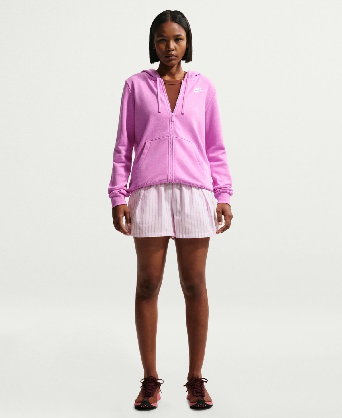 Nike Women’s Sportswear Club Fleece Full-Zip Hoodie – Lt Magenta/htr/white Nike Women’s Sportswear Club Fleece Full-Zip Hoodie – Lt Magenta/htr/white