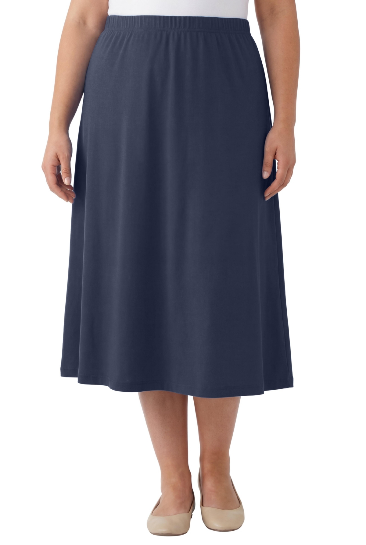 Woman Within Women’s Within 7-Day Knit A-Line Skirt – Navy Woman Within Women’s Within 7-Day Knit A-Line Skirt – Navy