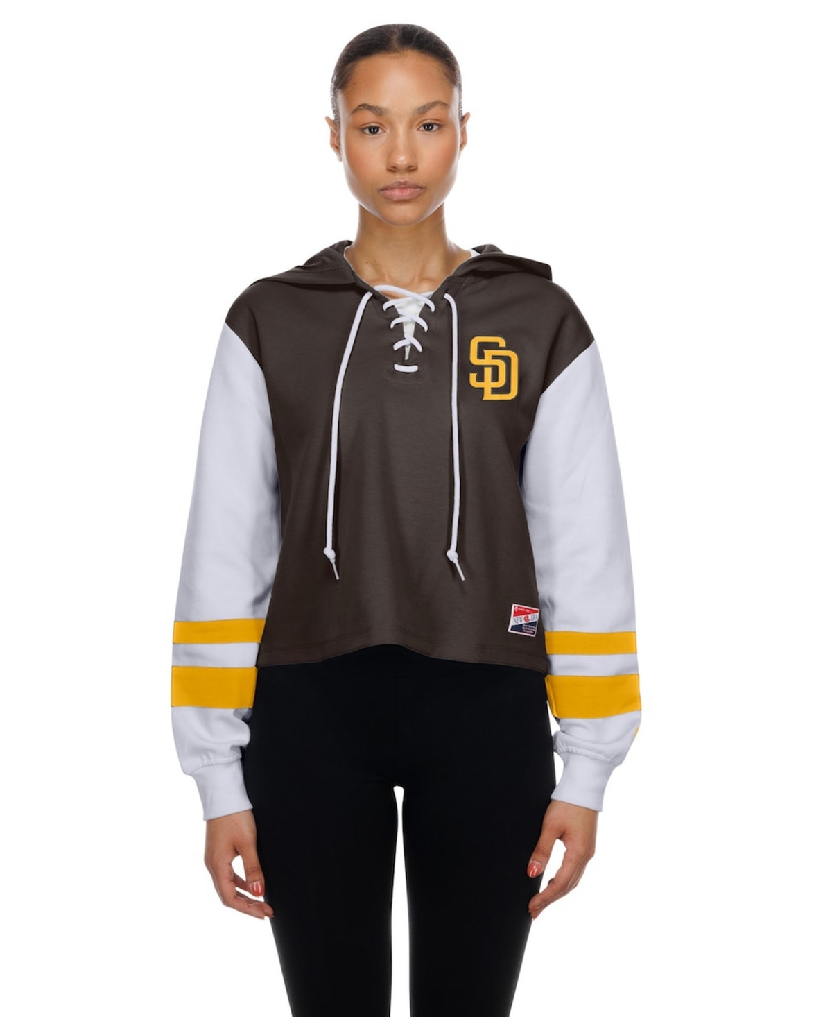 New Era Women’s Brown San Diego Padres Boxy Lace-Up Hoodie – Brown
