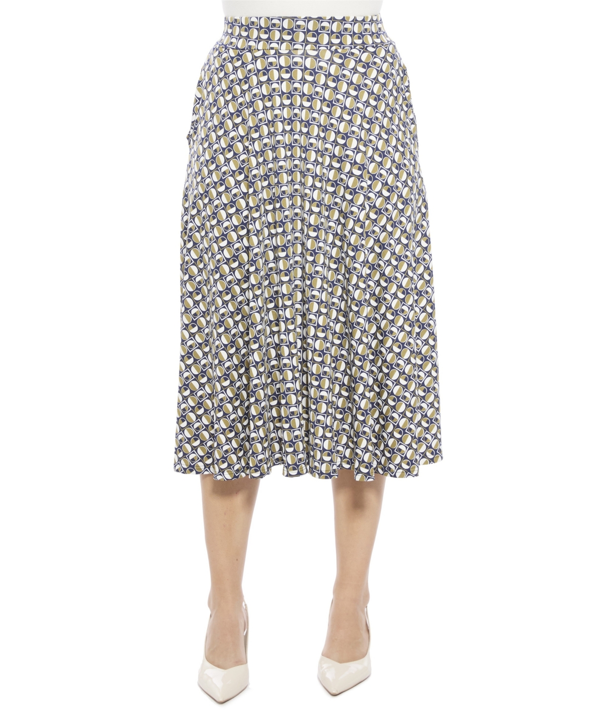 24seven Comfort Apparel Women’s Geometric Elastic Waist Pocket A-Line Midi Skirt – Print 24seven Comfort Apparel Women’s Geometric Elastic Waist Pocket A-Line Midi Skirt – Print