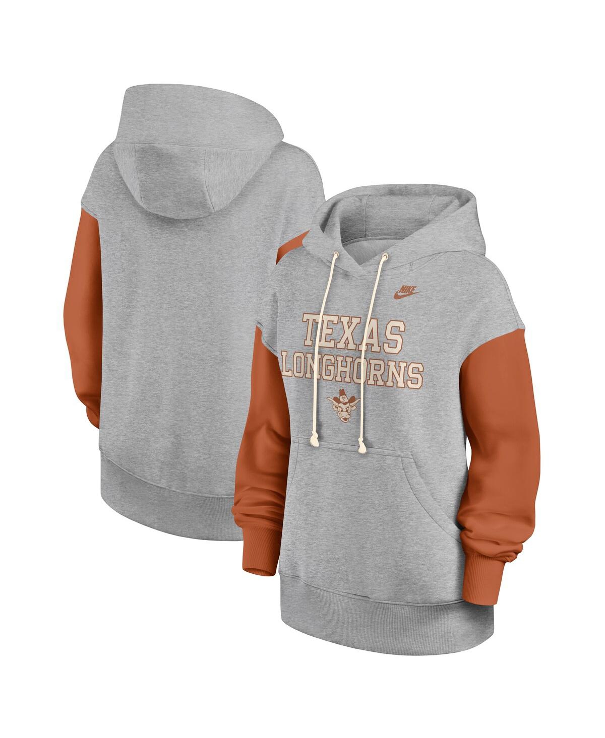 Nike Women’s Heather Gray/Texas Orange Texas Longhorns Oversized Legacy Phoenix Pullover Hoodie – Heather Gray, Orange