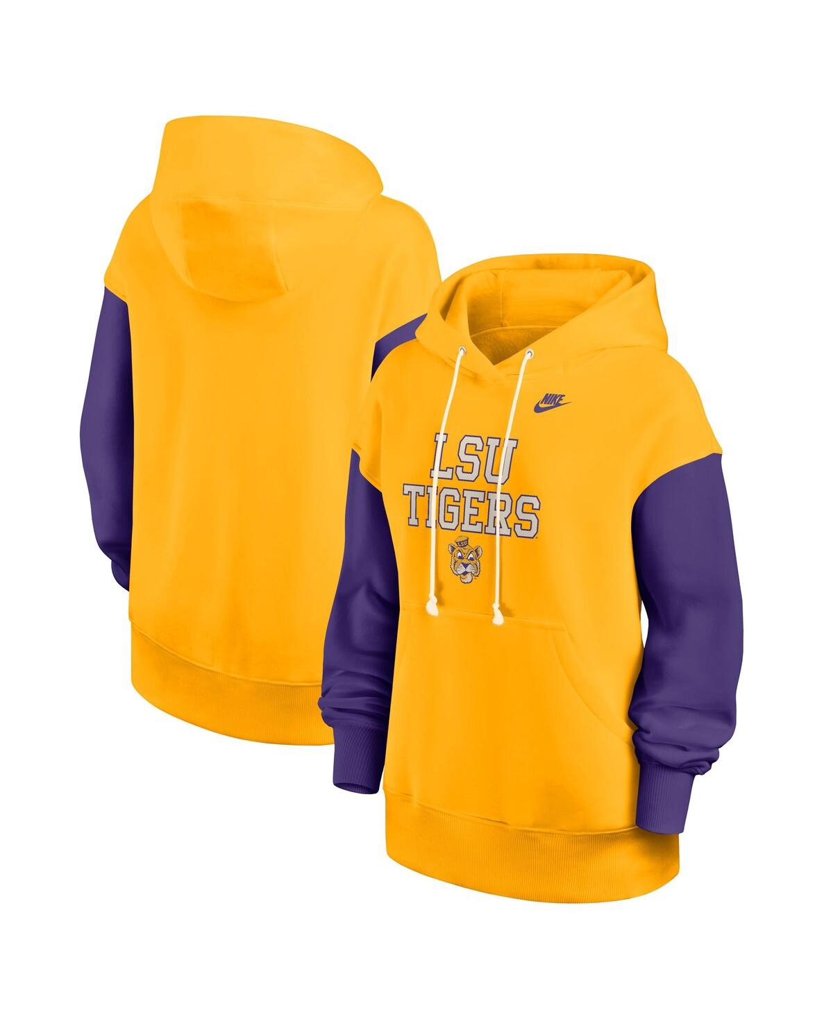 Nike Women’s Gold/Purple Lsu Tigers Oversized Legacy Phoenix Pullover Hoodie – Gold, Purple