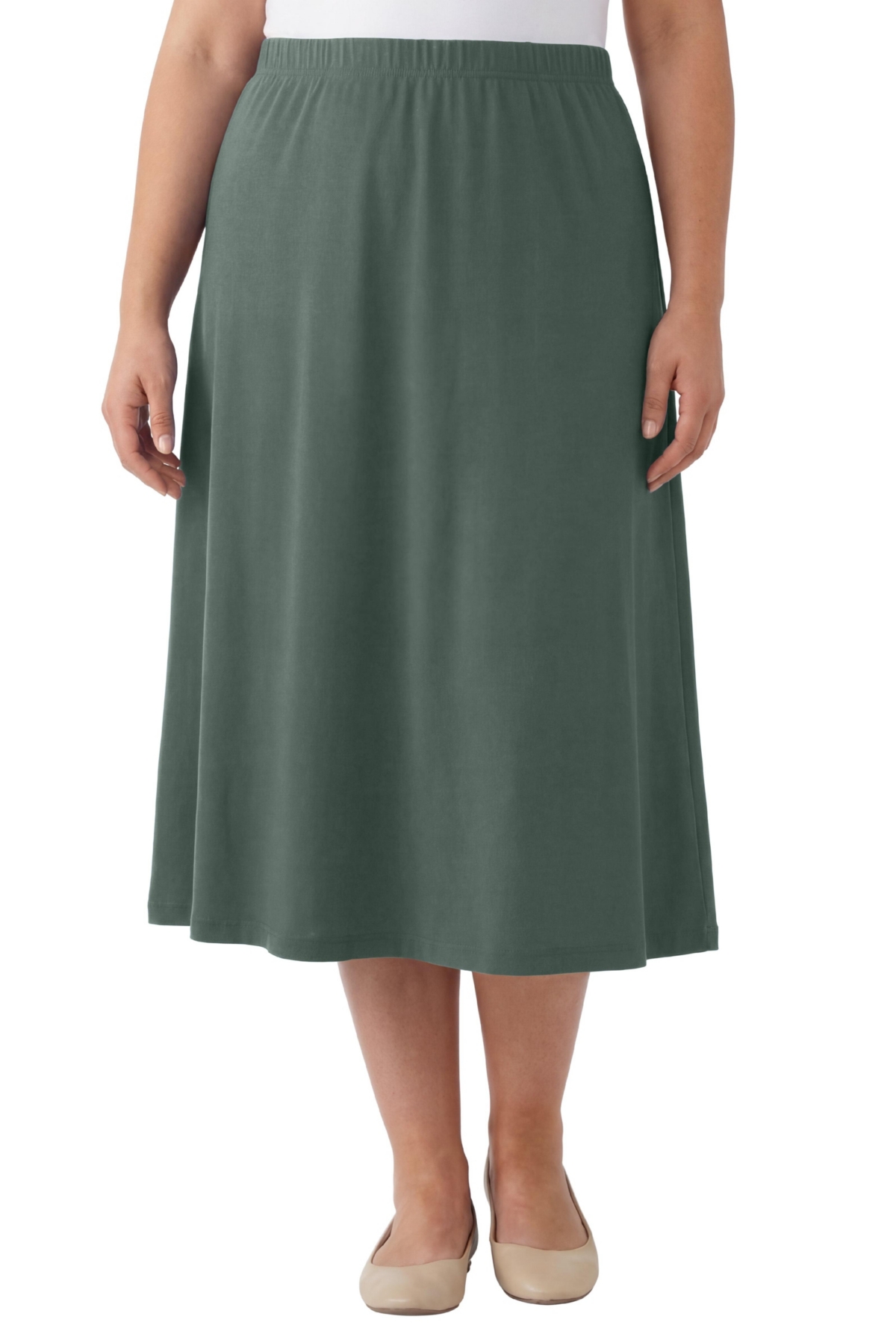 Woman Within Women’s Within 7-Day Knit A-Line Skirt – Pine Woman Within Women’s Within 7-Day Knit A-Line Skirt – Pine