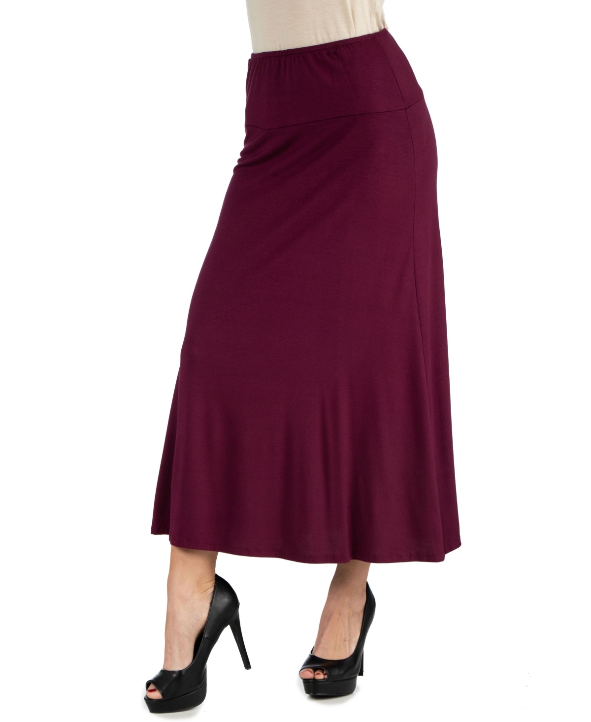 Women’s Elastic Waist Maxi Skirt – Wine Women’s Elastic Waist Maxi Skirt – Wine