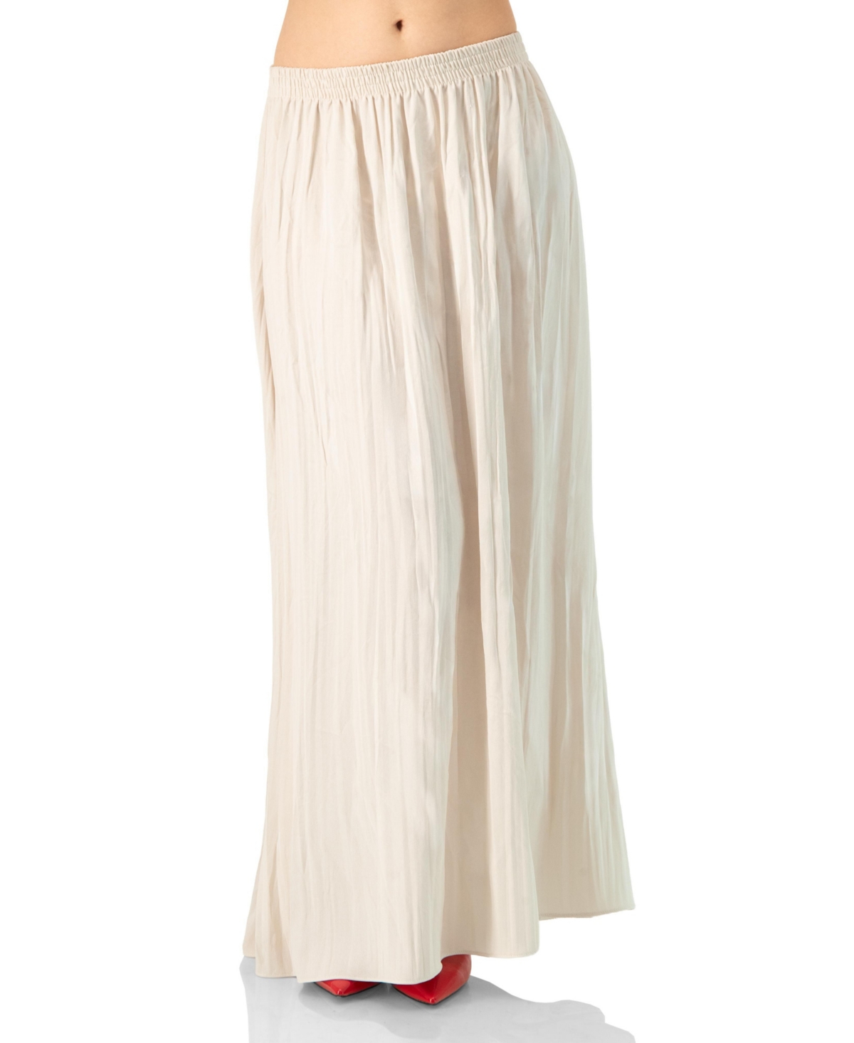 Ivonne Women’s Wide Midi Skirt with Side Slit – Ivory Ivonne Women’s Wide Midi Skirt with Side Slit – Ivory