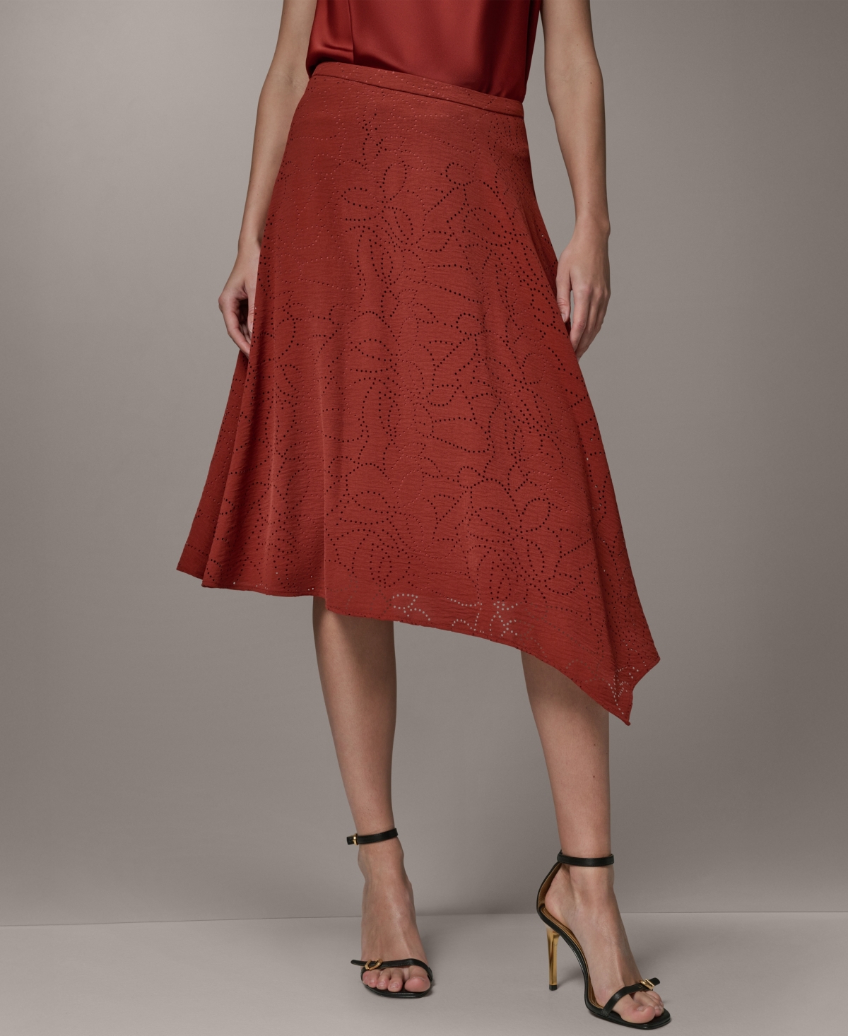 Donna Karan New York Women’s Laser Cut High-Low Skirt – Sunbaked