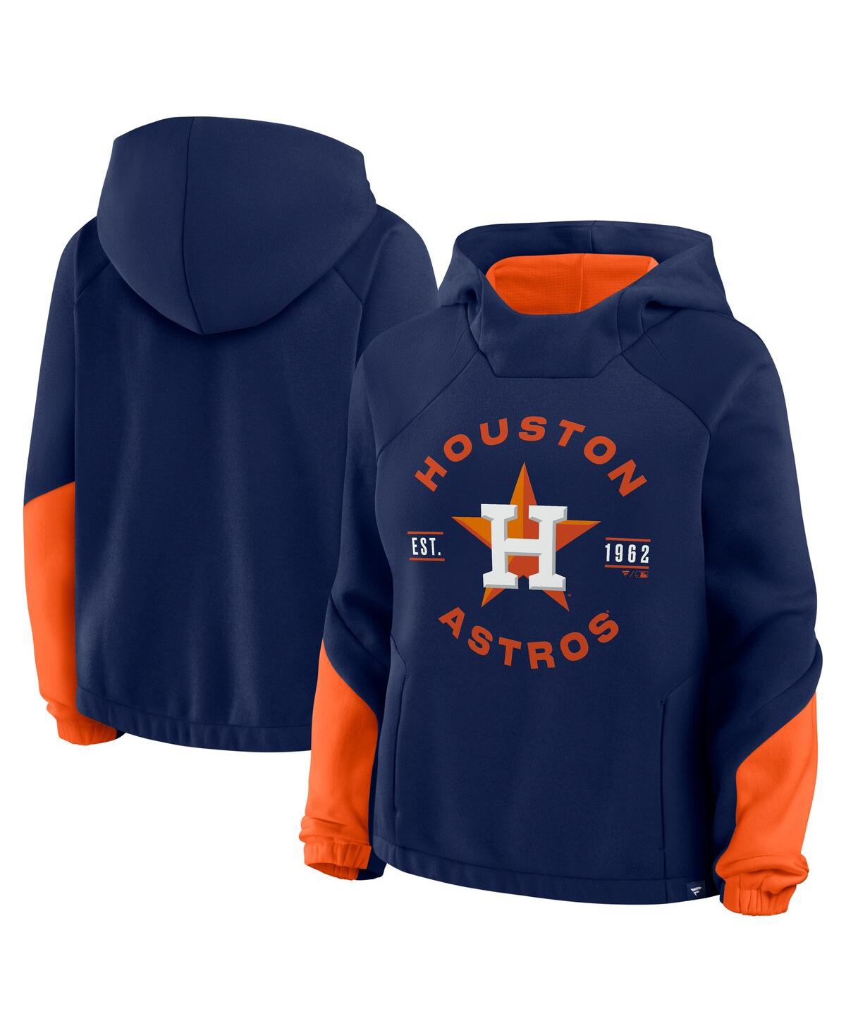 Fanatics Women’s Navy Houston Astros Oversized Time to Win Pullover Hoodie – Navy, Orange