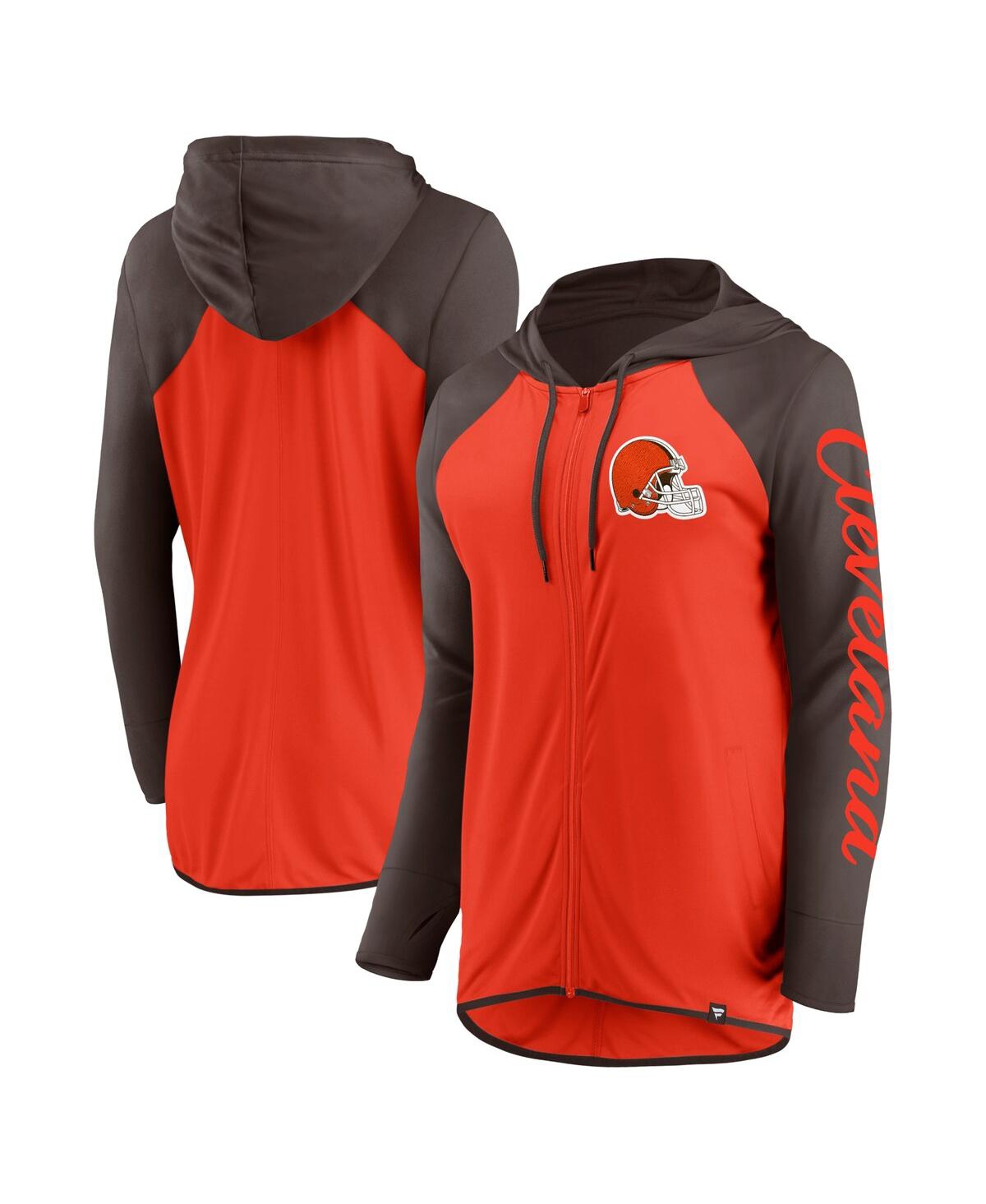 Fanatics Women’s Orange/Brown Cleveland Browns Script Full-Zip Hoodie – Orange, Brown