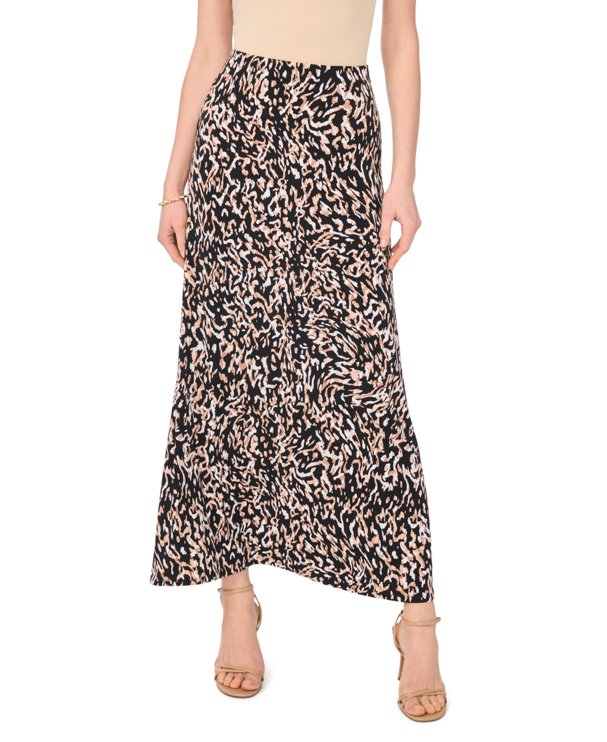 Vince Camuto Women’s Printed Pull-On Midi Skirt – Rich Black Vince Camuto Women’s Printed Pull-On Midi Skirt – Rich Black