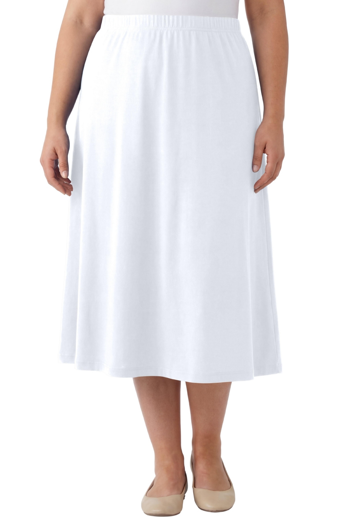 Woman Within Women’s Within 7-Day Knit A-Line Skirt – White