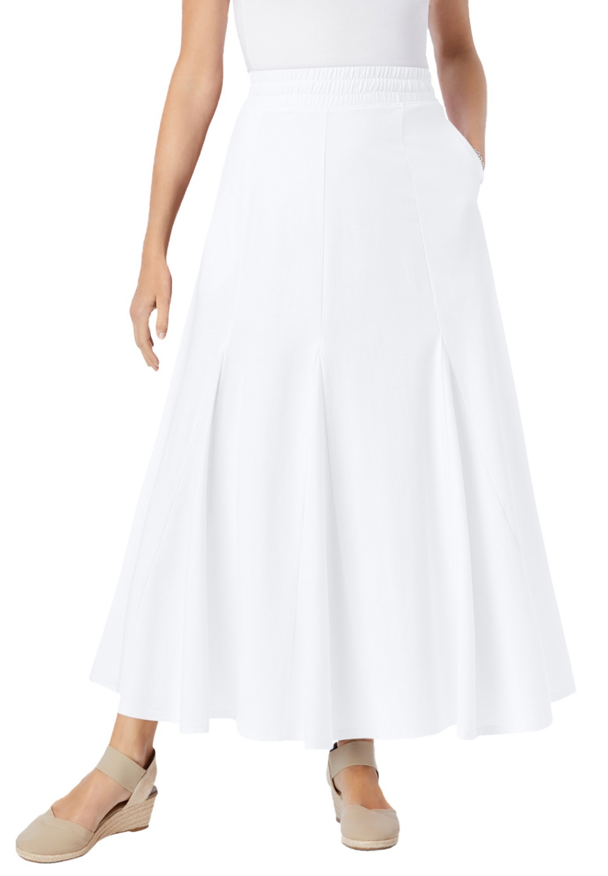 Woman Within Women’s Within Wide Elastic Waist Skirt – White Woman Within Women’s Within Wide Elastic Waist Skirt – White
