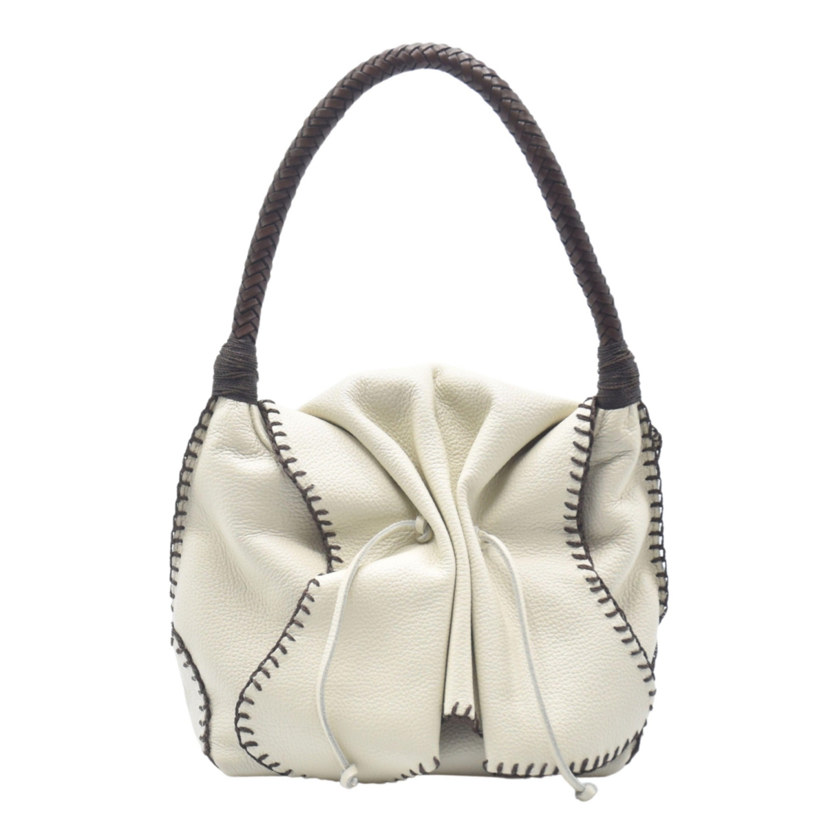Carlos Falchi Shoulder Butterfly Leather Bag – Winter white