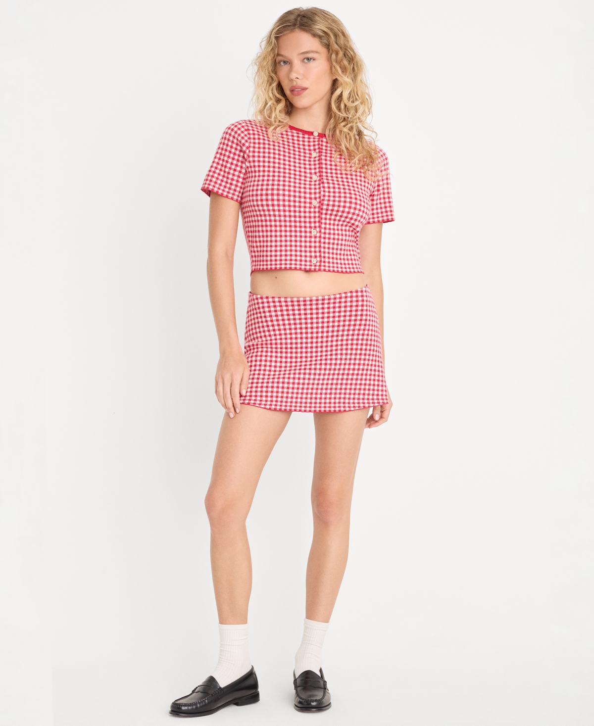 Good American Women’s Blend Sweater Mini Skort, Created for Macy’s – Cherry Gingham Good American Women’s Blend Sweater Mini Skort, Created for Macy’s – Cherry Gingham