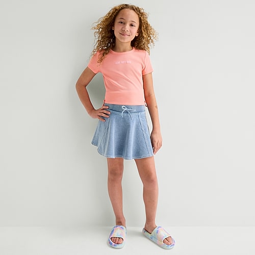 Vanilla Star Big Kid Girls Mini A-Line Skirt, Medium, Blue