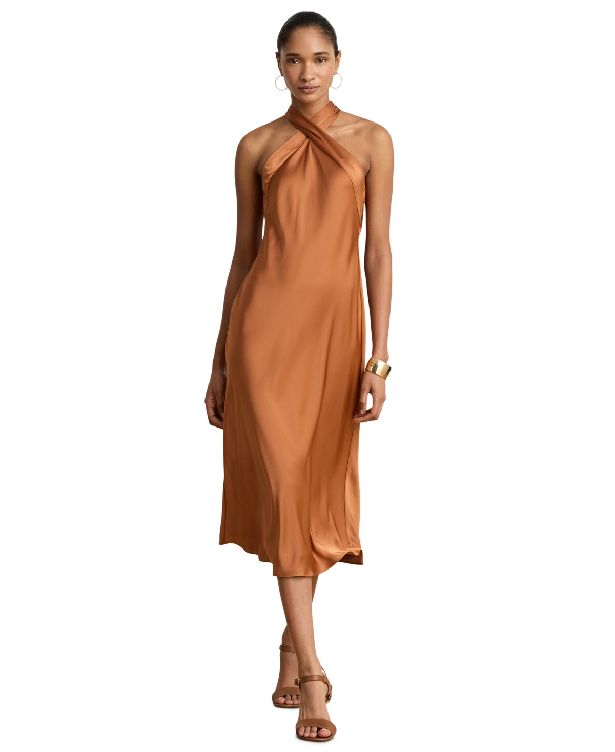 Lauren Ralph Lauren Women’s Tie-Back Charmeuse Halter Cocktail Dress – Red Terracotta Lauren Ralph Lauren Women’s Tie-Back Charmeuse Halter Cocktail Dress – Red Terracotta