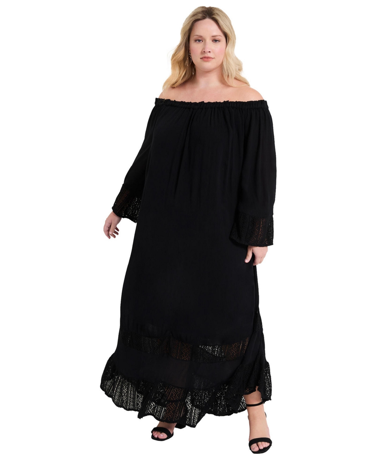 June + Vie Women’s June + Vie Off-The-Shoulder Maxi Dress – Black onyx June + Vie Women’s June + Vie Off-The-Shoulder Maxi Dress – Black onyx