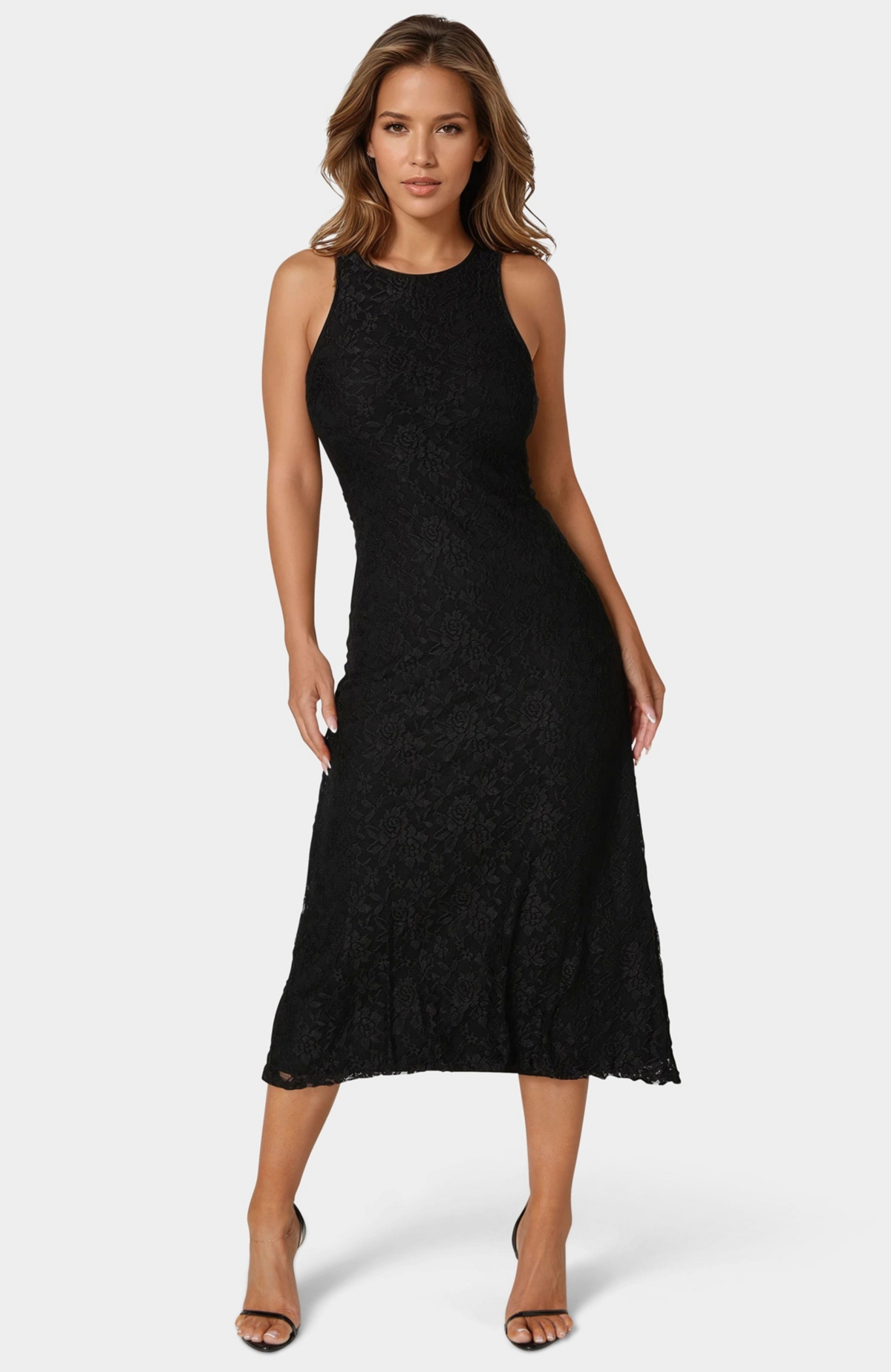 Bebe Women’s Lace A-line Maxi Dress – Black Bebe Women’s Lace A-line Maxi Dress – Black