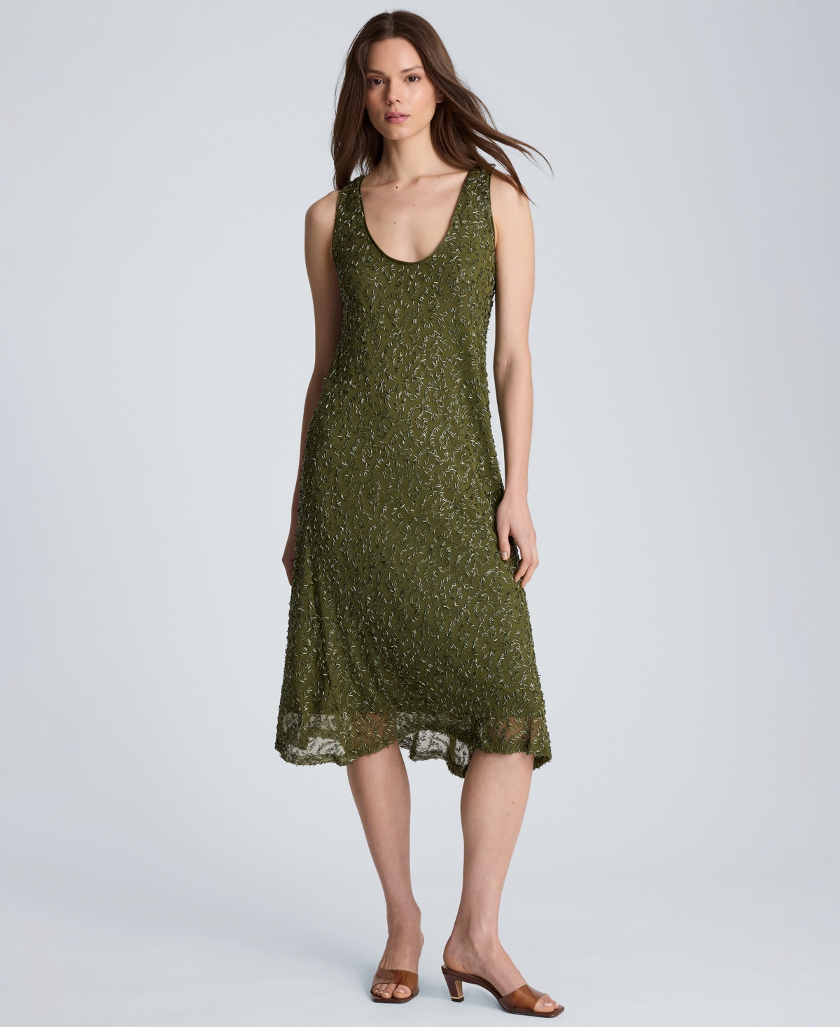Kenneth Cole Women’s Bias Scoop Neck Long Slip Dress – Breen