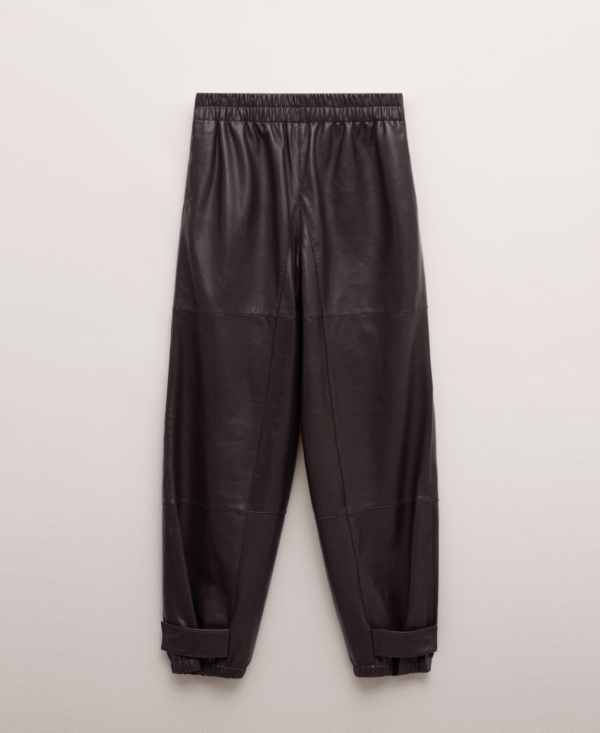Mango Women’s Leather Buttoned Hem Pants – Burgundy