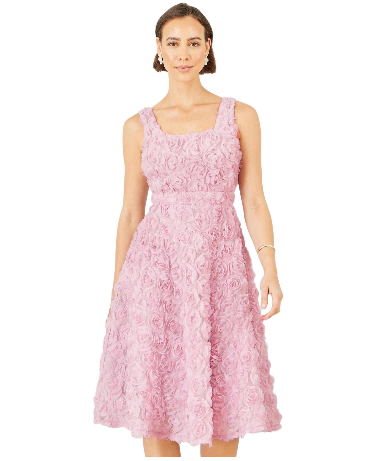 Yumi Women’s Applique Floral Skater Dress – Pink Yumi Women’s Applique Floral Skater Dress – Pink