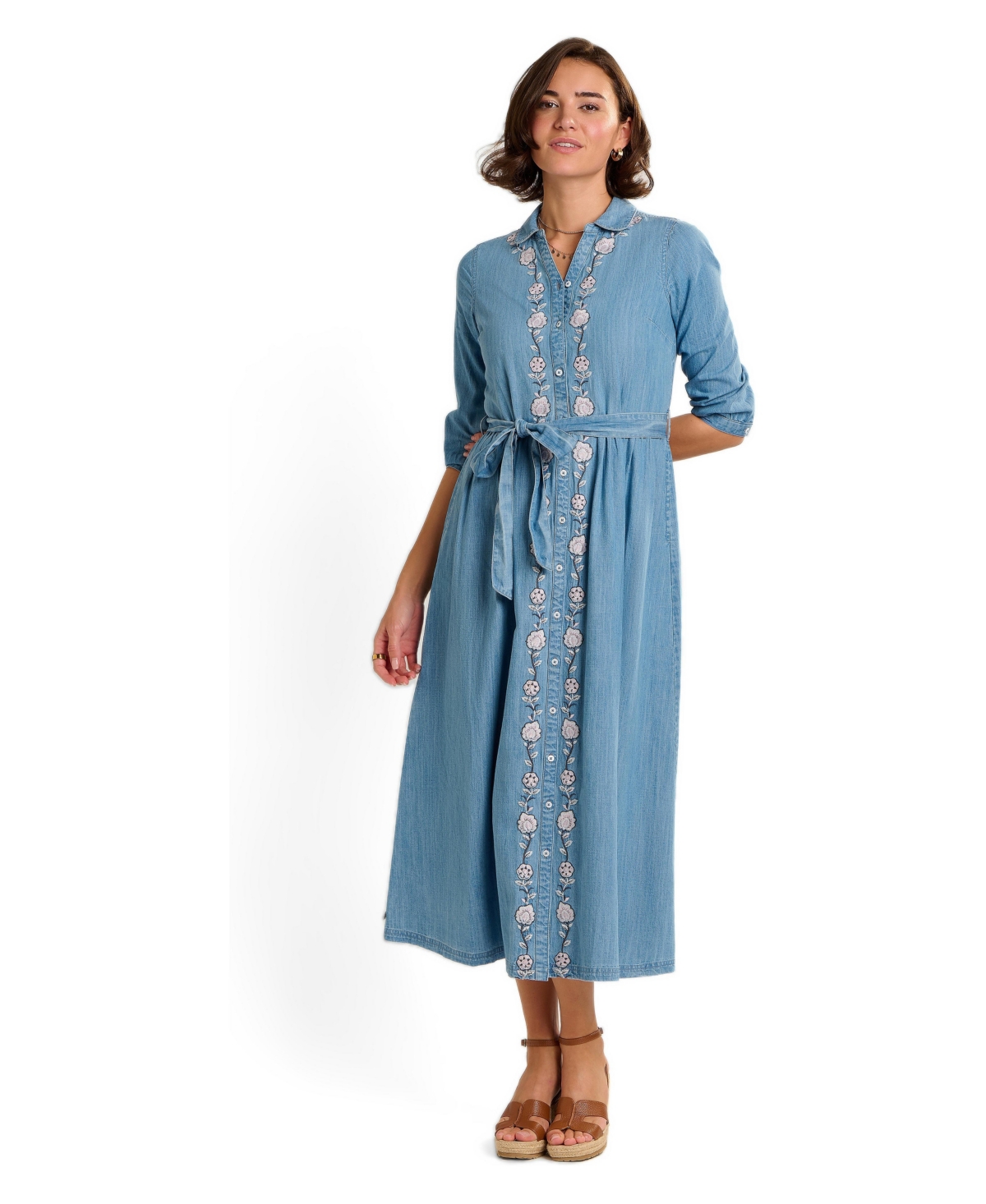 Brakeburn Women’s Viviana Embroidered Maxi Dress – Blue