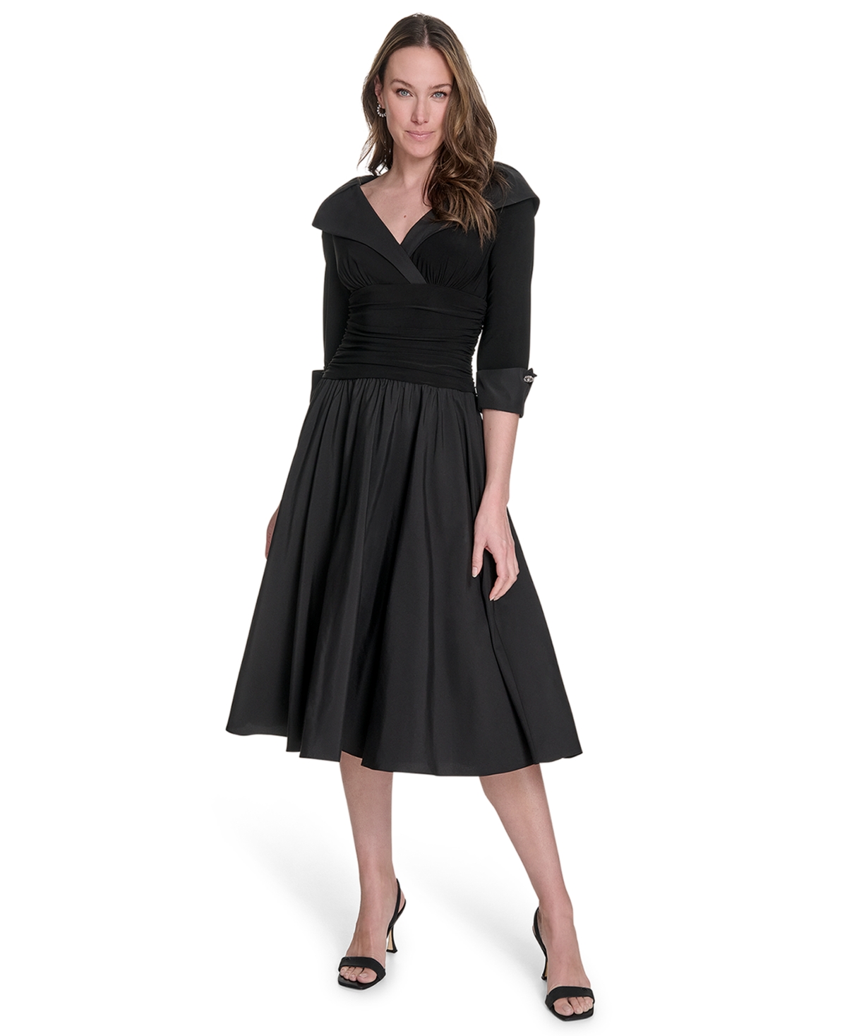 Jessica Howard Women’s Surplus Bodice Ruched Waist Dress – Black Jessica Howard Women’s Surplus Bodice Ruched Waist Dress – Black
