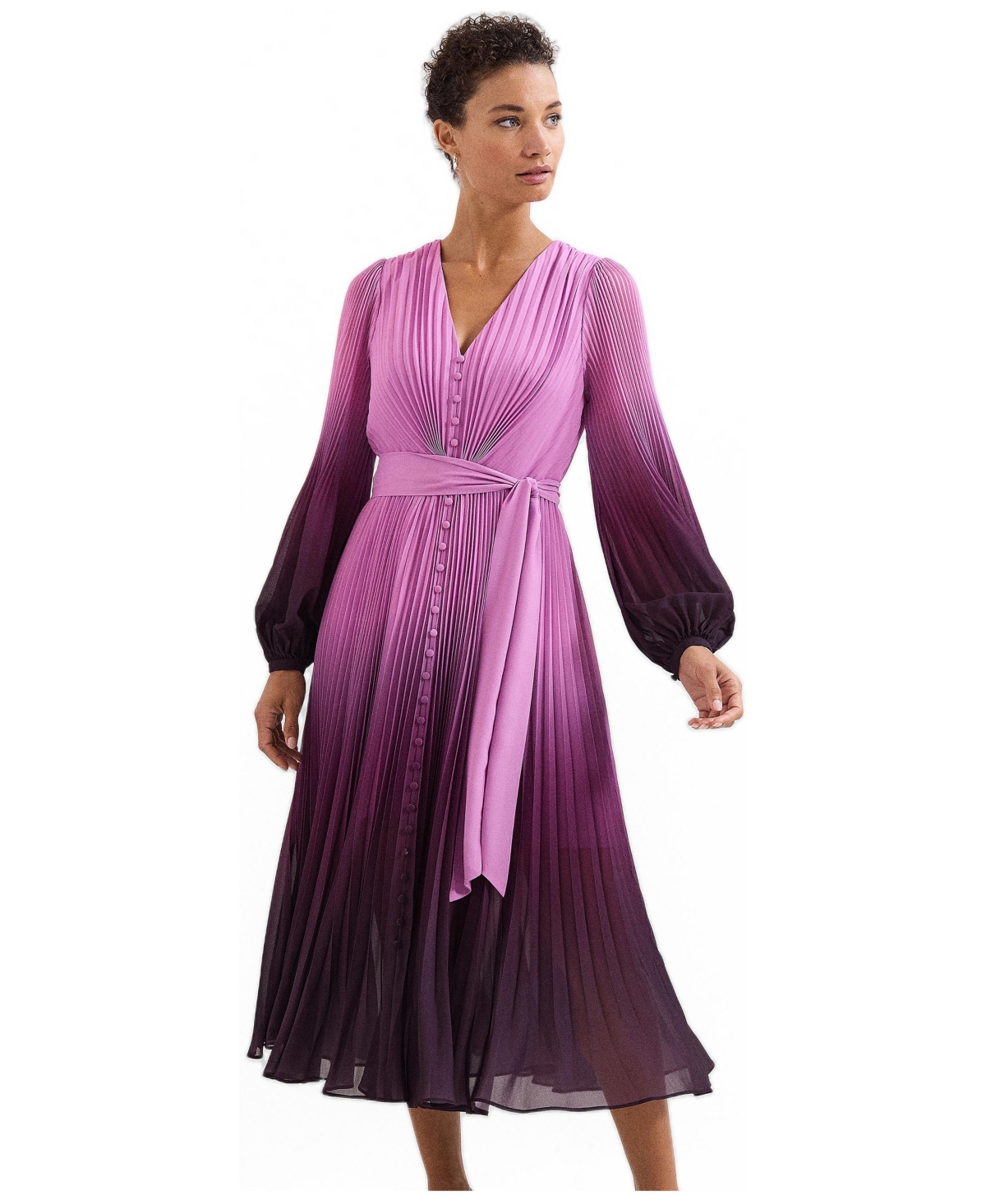 Phase Eight Women’s Mira Ombre Tie Waist Midi Dress – Purple Phase Eight Women’s Mira Ombre Tie Waist Midi Dress – Purple