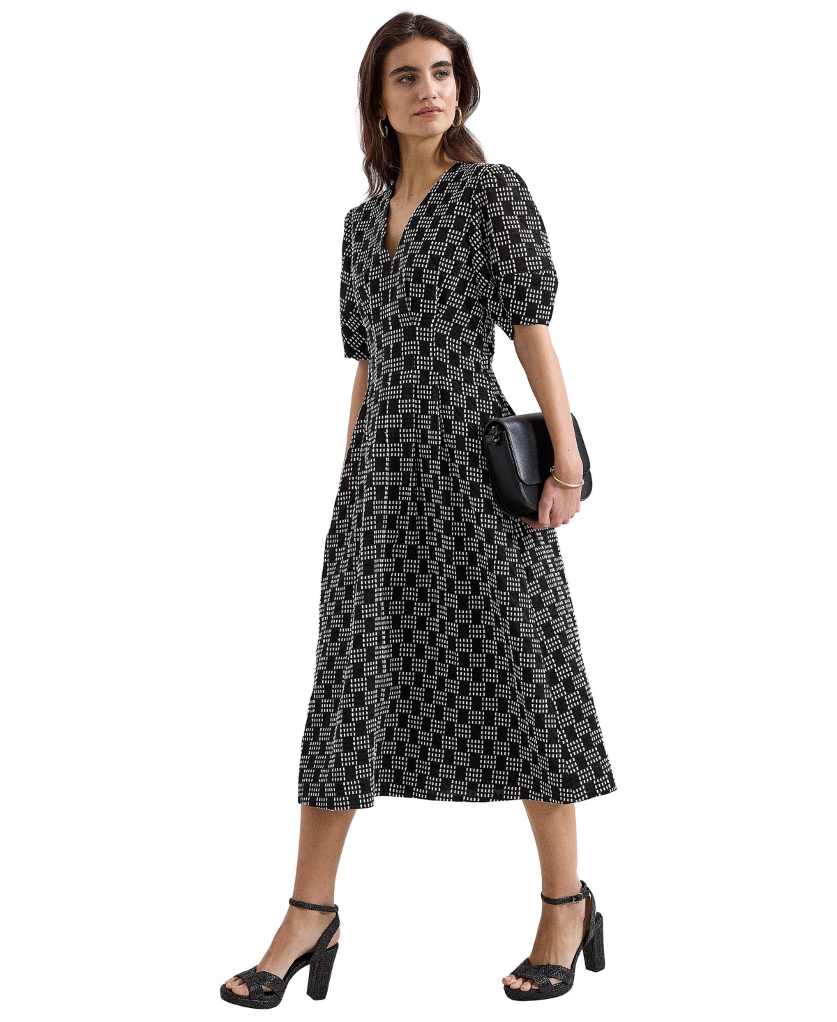 Phase Eight Women’s Yasmine V-Neck Printed A-Line Dress – Black/ivory Phase Eight Women’s Yasmine V-Neck Printed A-Line Dress – Black/ivory