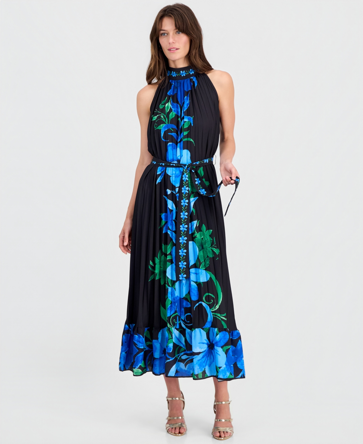 T Tahari Women’s Printed High-Neck Pleated Maxi Dress – Artists Floral T Tahari Women’s Printed High-Neck Pleated Maxi Dress – Artists Floral