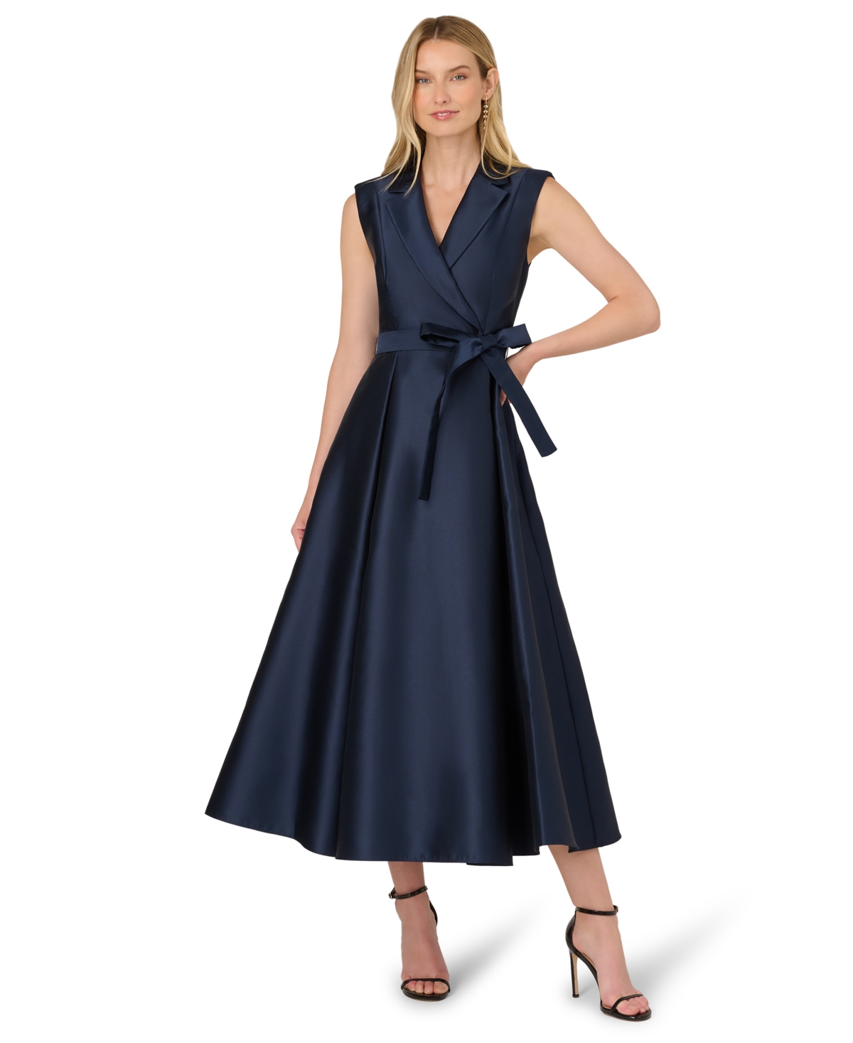 Adrianna Papell Women’s Lapel Mikado Ankle Dress – Midnight Adrianna Papell Women’s Lapel Mikado Ankle Dress – Midnight