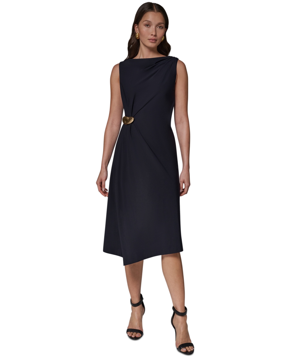Donna Karan New York Women’s Sleeveless Draped Sheath Dress – Black Donna Karan New York Women’s Sleeveless Draped Sheath Dress – Black