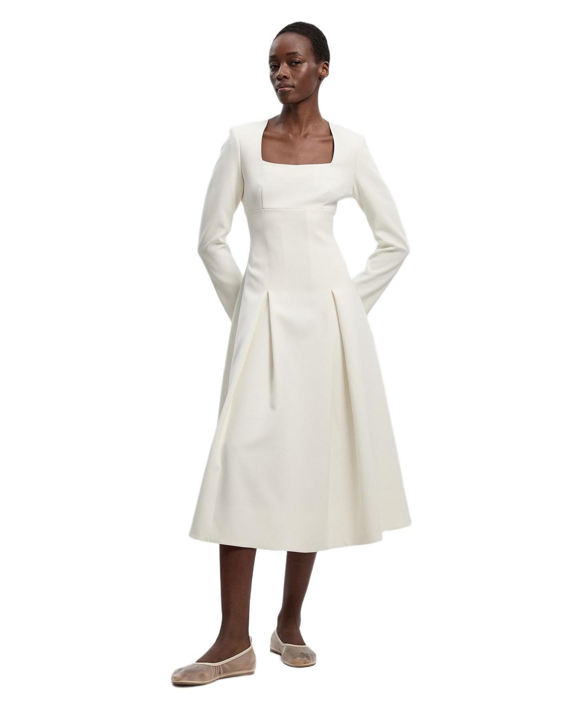 Karen Millen Women’s Stretch Sweetheart Neck Midi Dress – Ivory Karen Millen Women’s Stretch Sweetheart Neck Midi Dress – Ivory