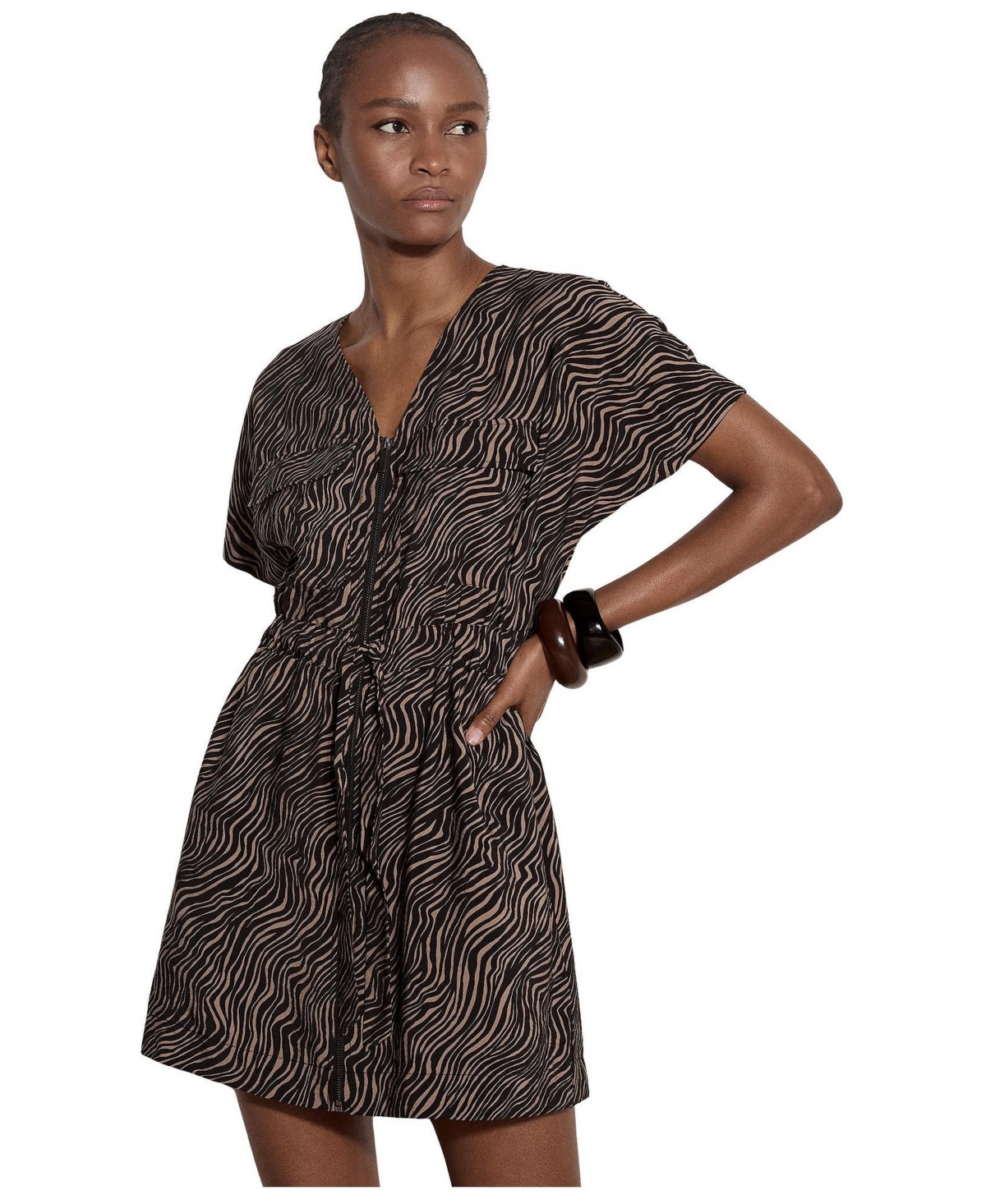 Apricot Women’s A-Line Zebra-Print Mini Dress – Black Apricot Women’s A-Line Zebra-Print Mini Dress – Black