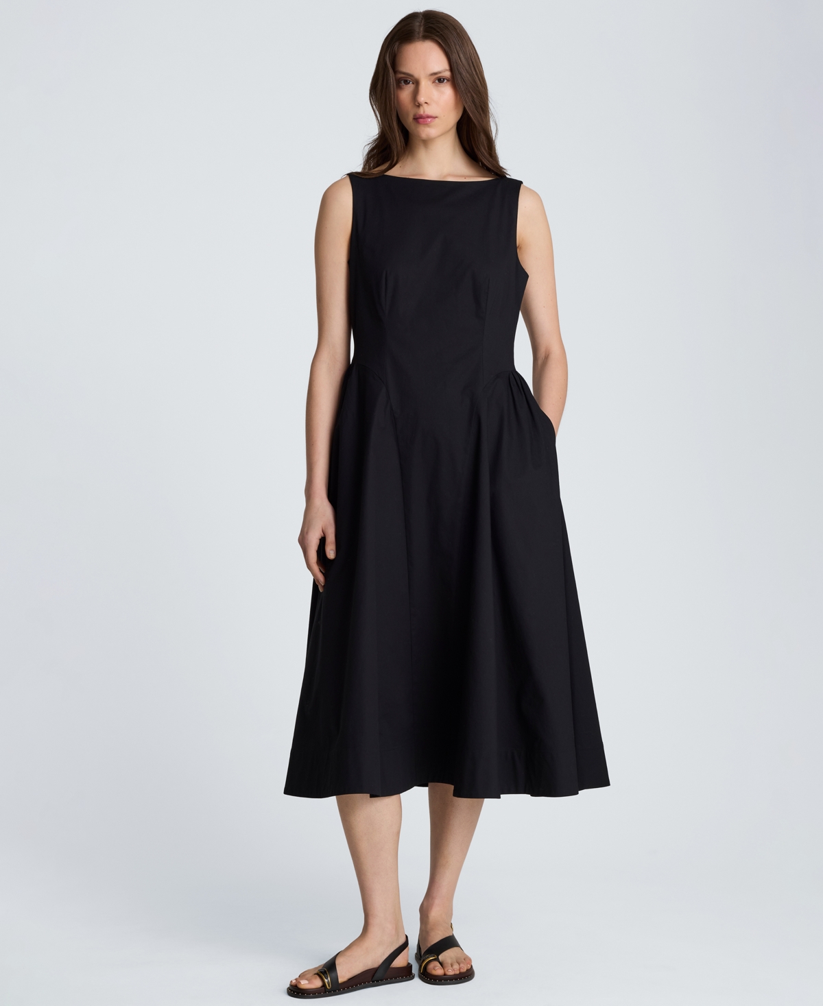 Kenneth Cole Women’s Sleeveless Boat Neck Midi Dress – Black Kenneth Cole Women’s Sleeveless Boat Neck Midi Dress – Black