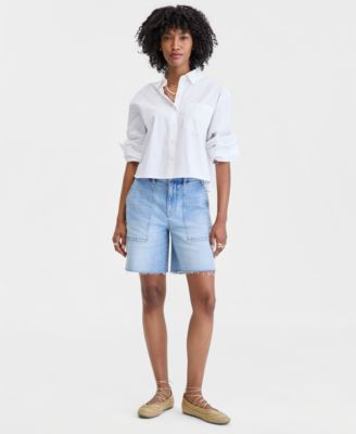 On 34th Womens High Rise A Line Denim Utility Bermuda Shorts Macys Exclusive On 34th Womens High Rise A Line Denim Utility Bermuda Shorts Macys Exclusive