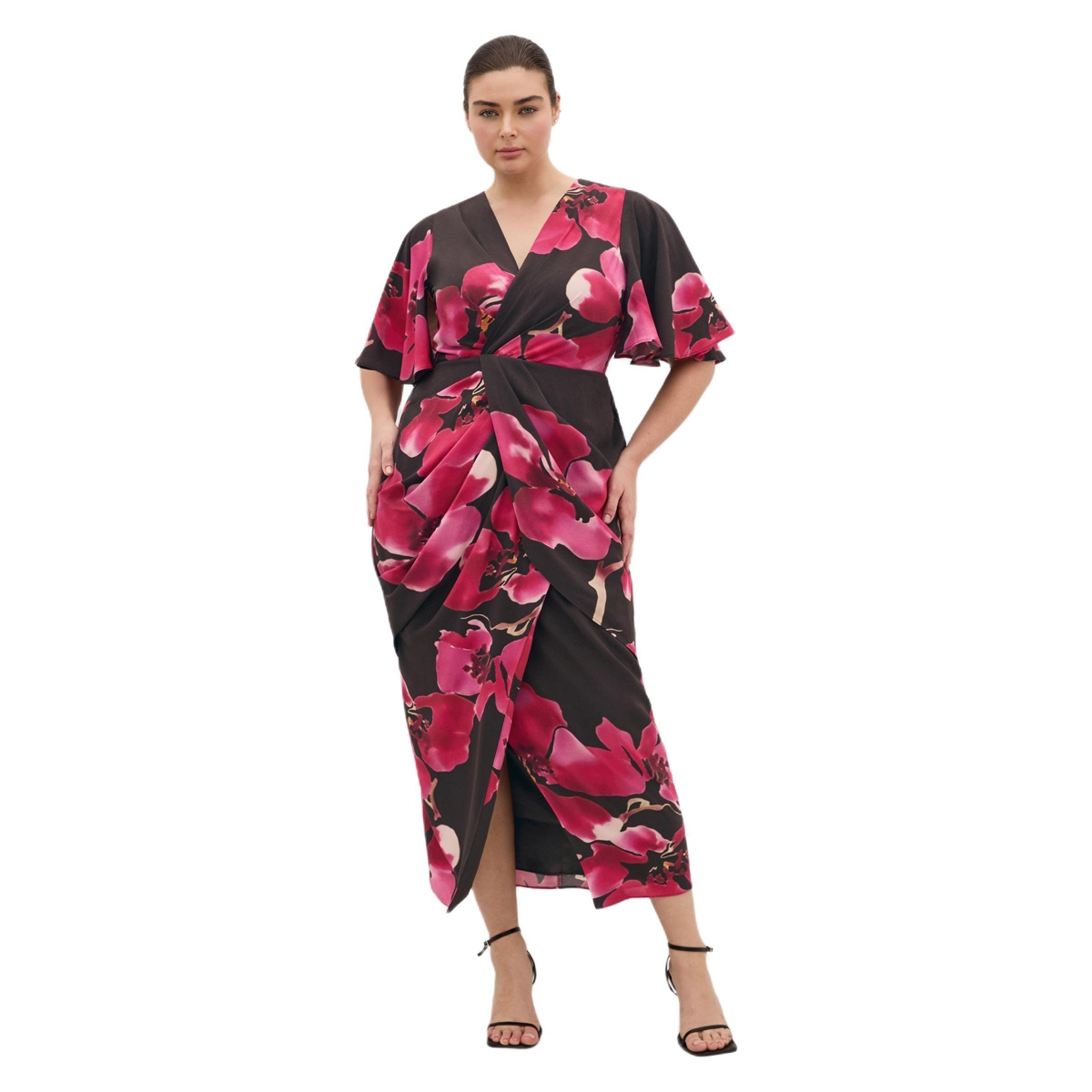 City Chic Women’s Braelynn Print Maxi Dress – Choc fleur