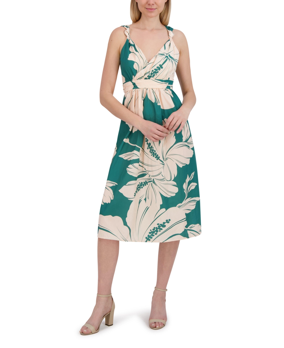 Laundry By Shelli Segal Women’s Sleeveless V Neck Midi Dress – Green mountain Laundry By Shelli Segal Women’s Sleeveless V Neck Midi Dress – Green mountain
