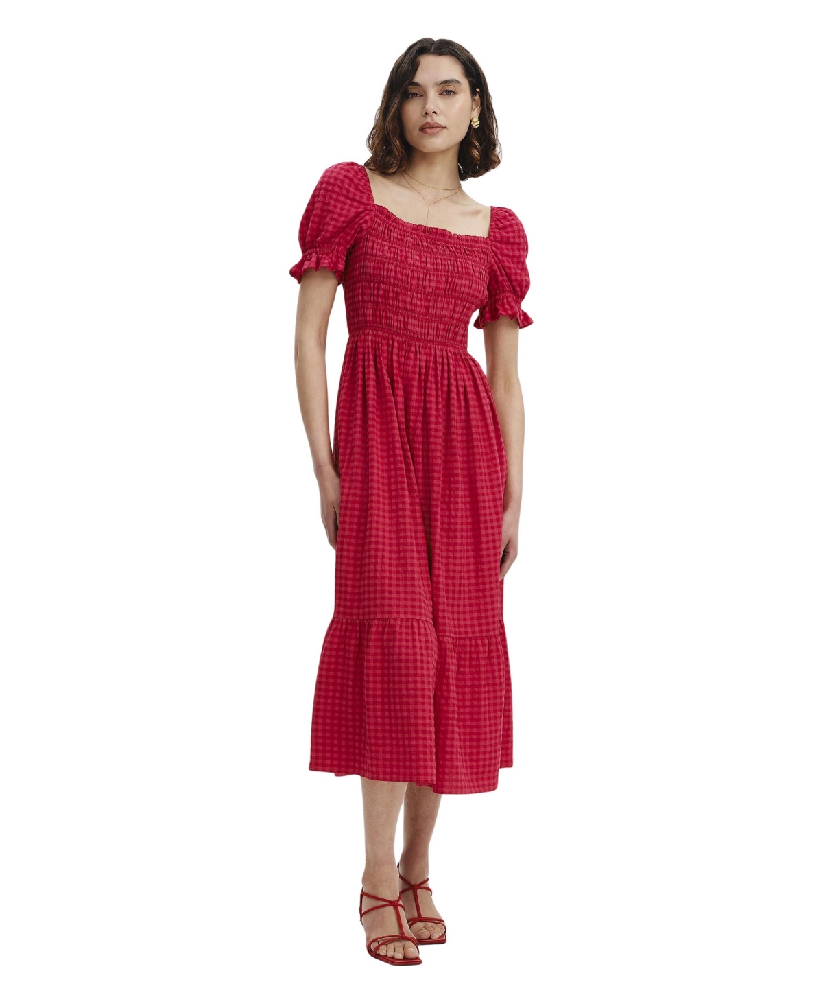 Finery London Women’s Dawn Square Neck Midi Dress – Pink Finery London Women’s Dawn Square Neck Midi Dress – Pink